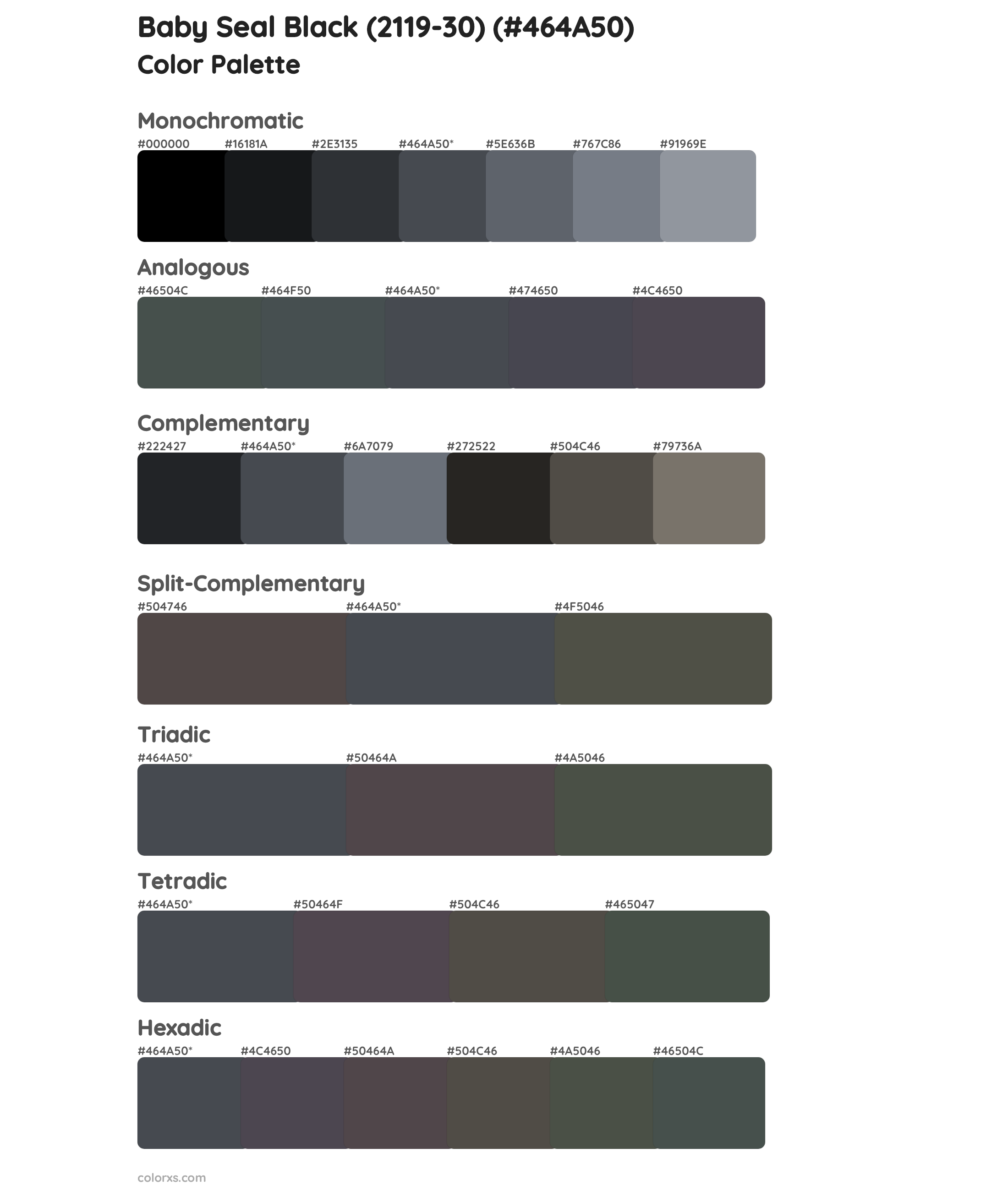 Baby Seal Black (2119-30) Color Scheme Palettes