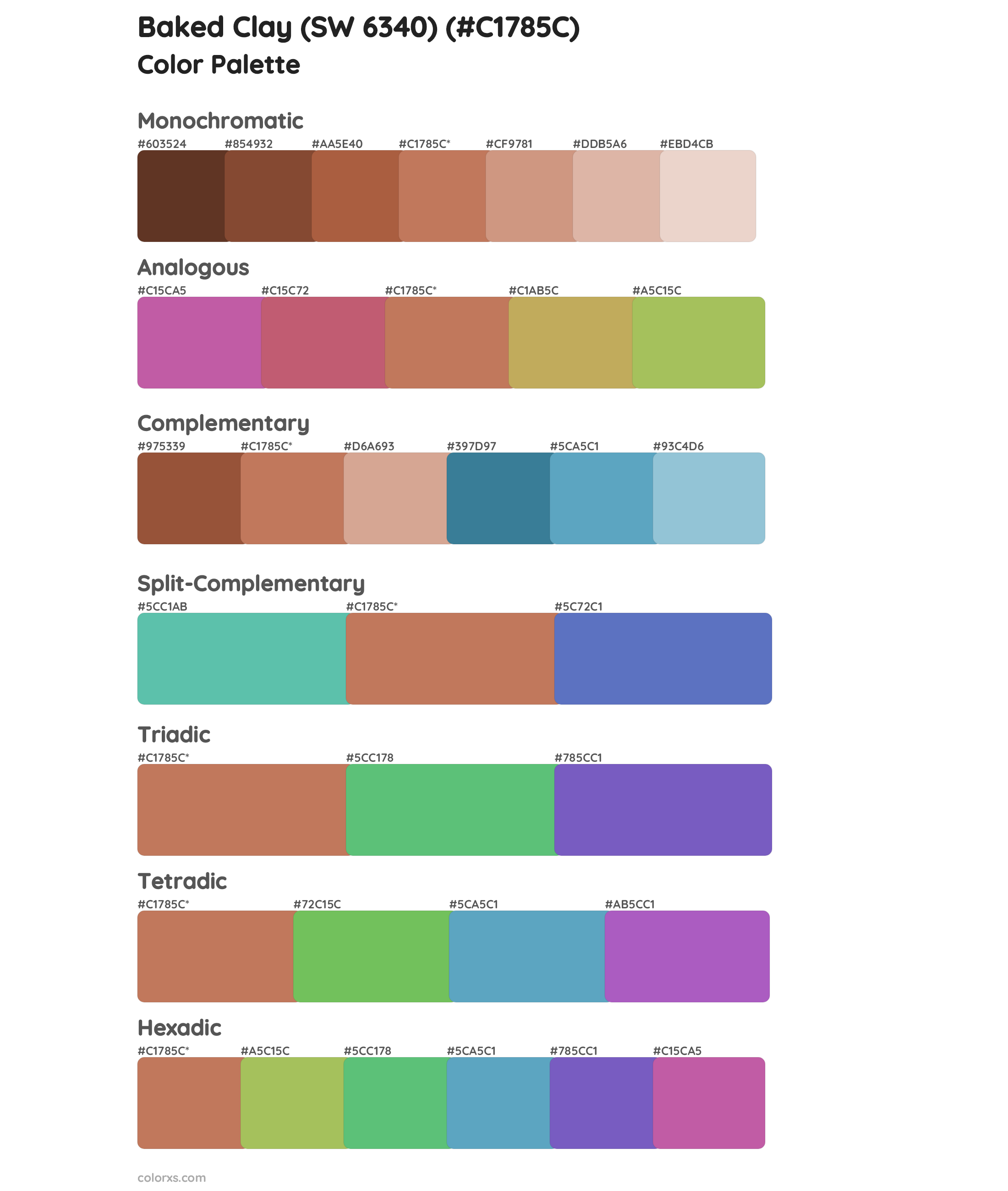 Baked Clay (SW 6340) Color Scheme Palettes