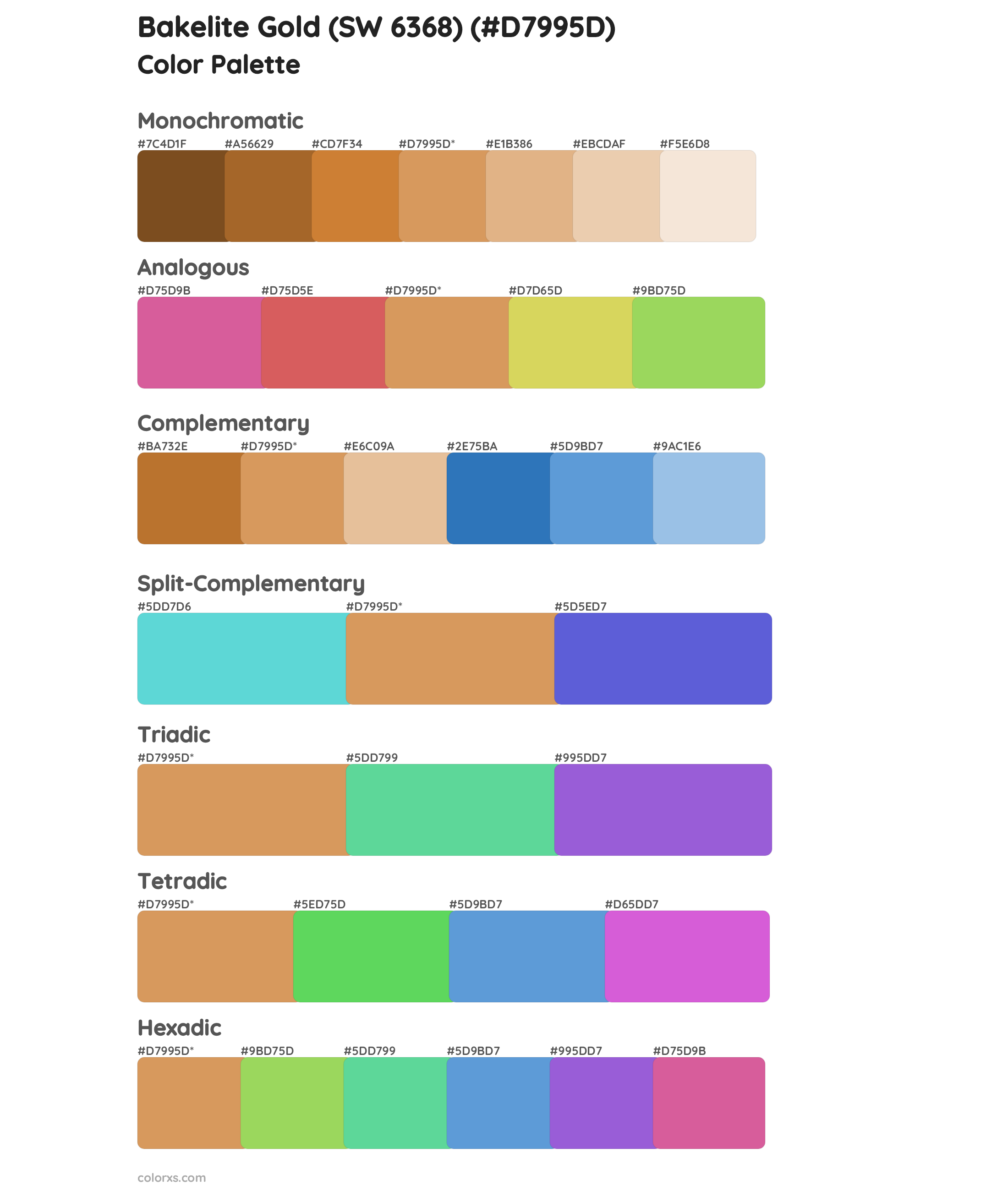 Bakelite Gold (SW 6368) Color Scheme Palettes