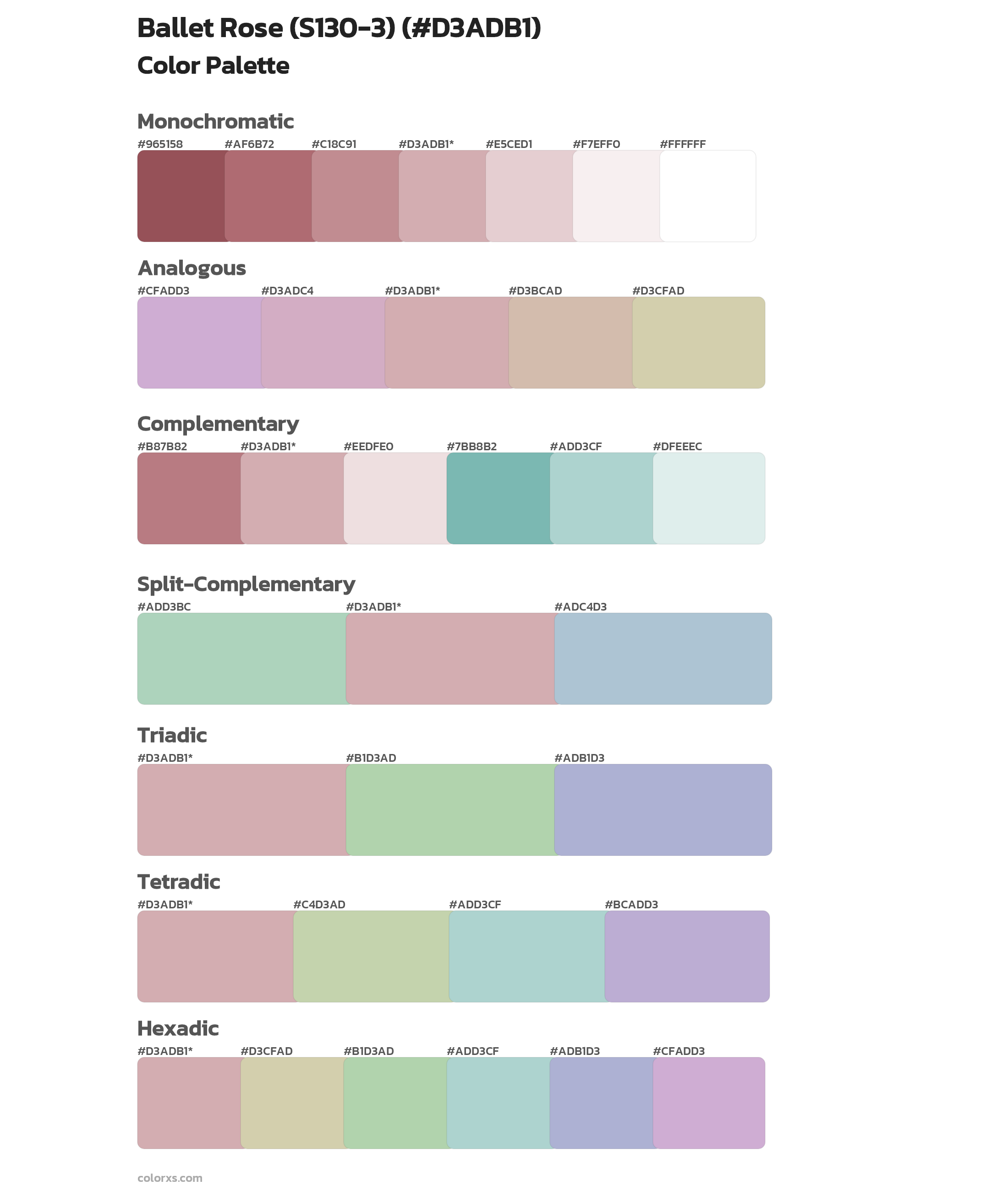 Ballet Rose (S130-3) Color Scheme Palettes