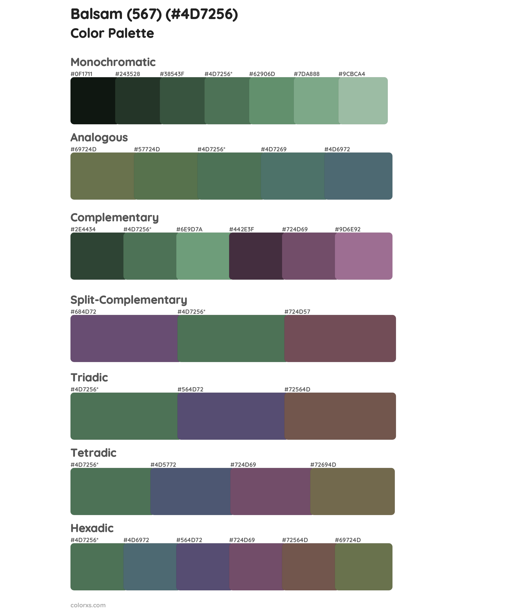 Balsam (567) Color Scheme Palettes