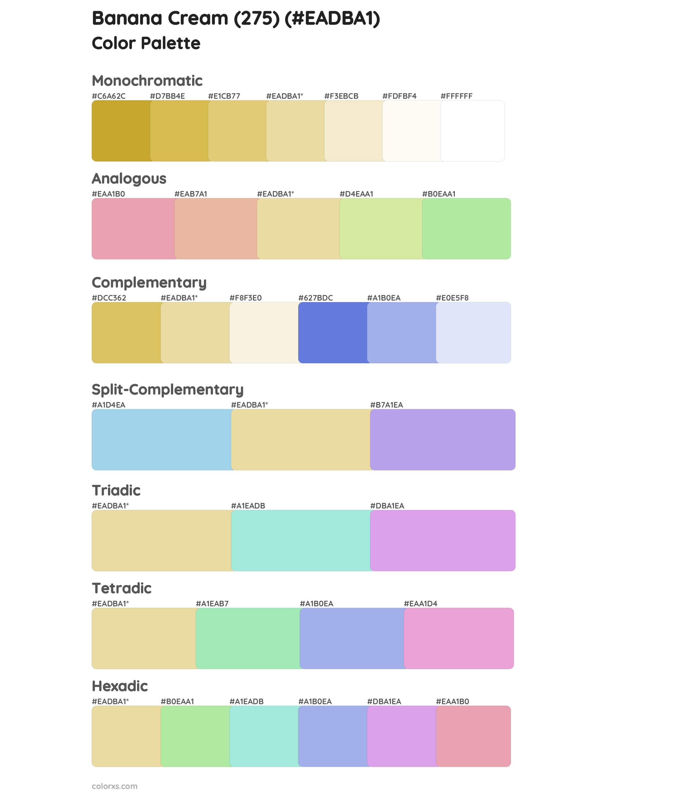 Banana Cream (275) Color Scheme Palettes