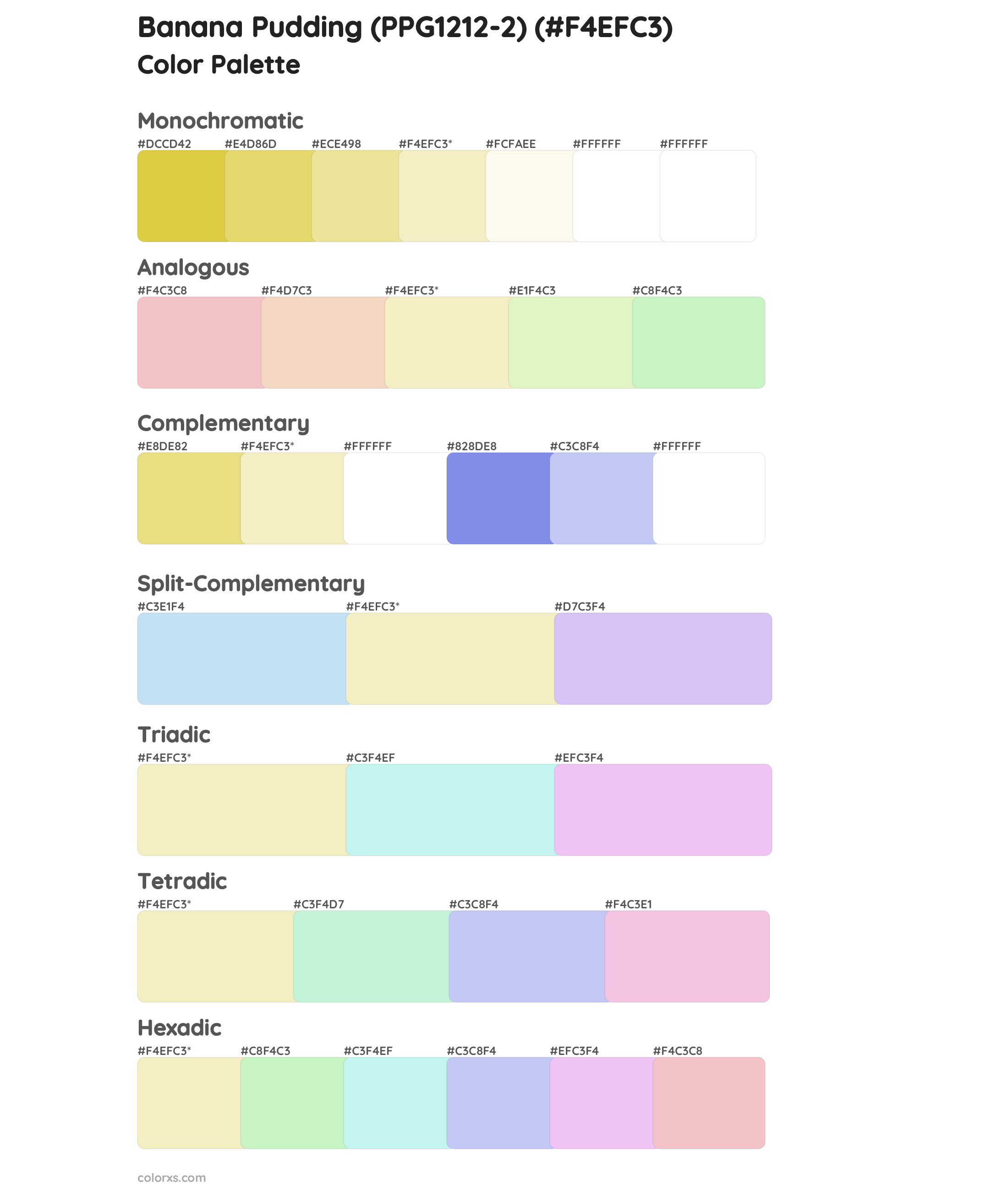 Banana Pudding (PPG1212-2) Color Scheme Palettes