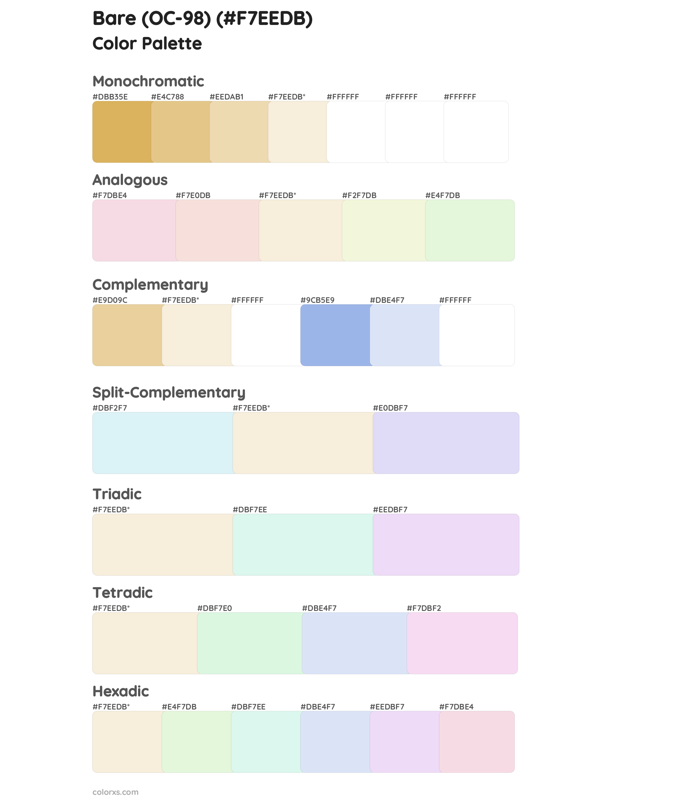 Bare (OC-98) Color Scheme Palettes