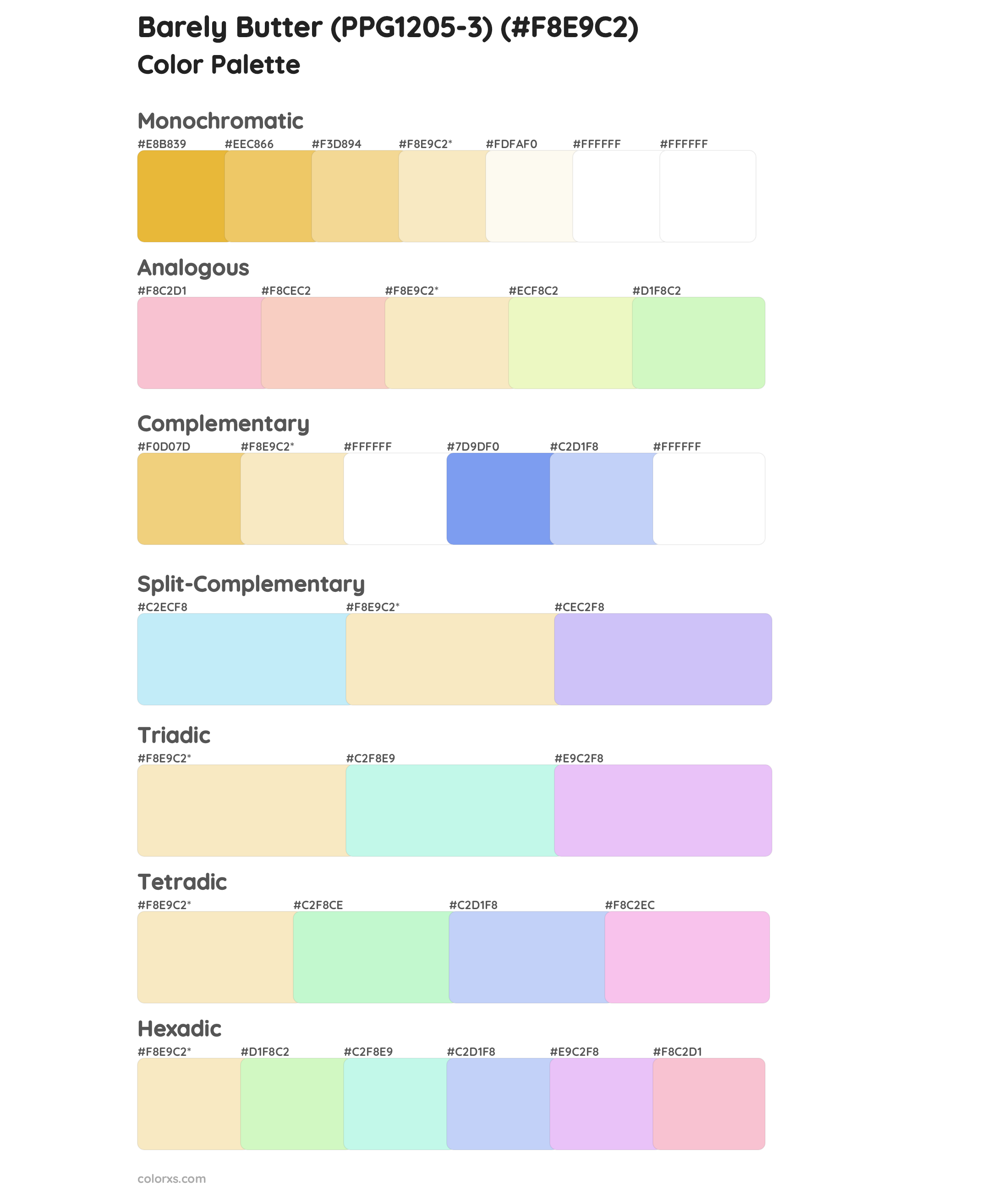 Barely Butter (PPG1205-3) Color Scheme Palettes