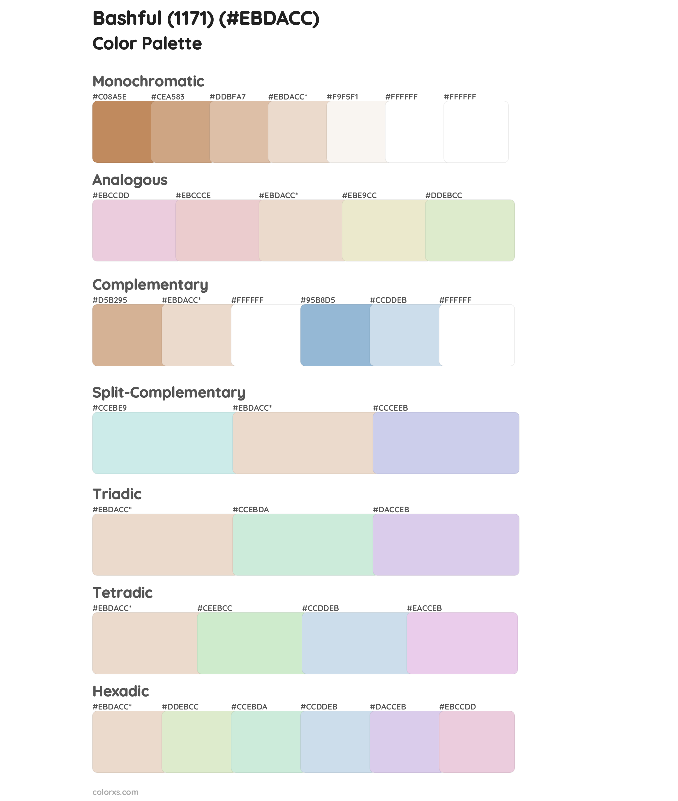 Bashful (1171) Color Scheme Palettes