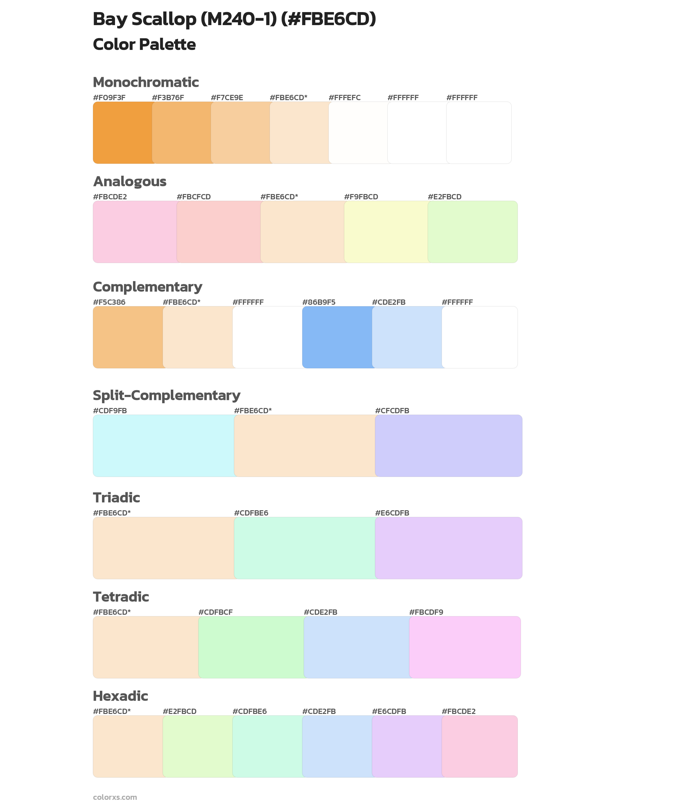 Bay Scallop (M240-1) Color Scheme Palettes