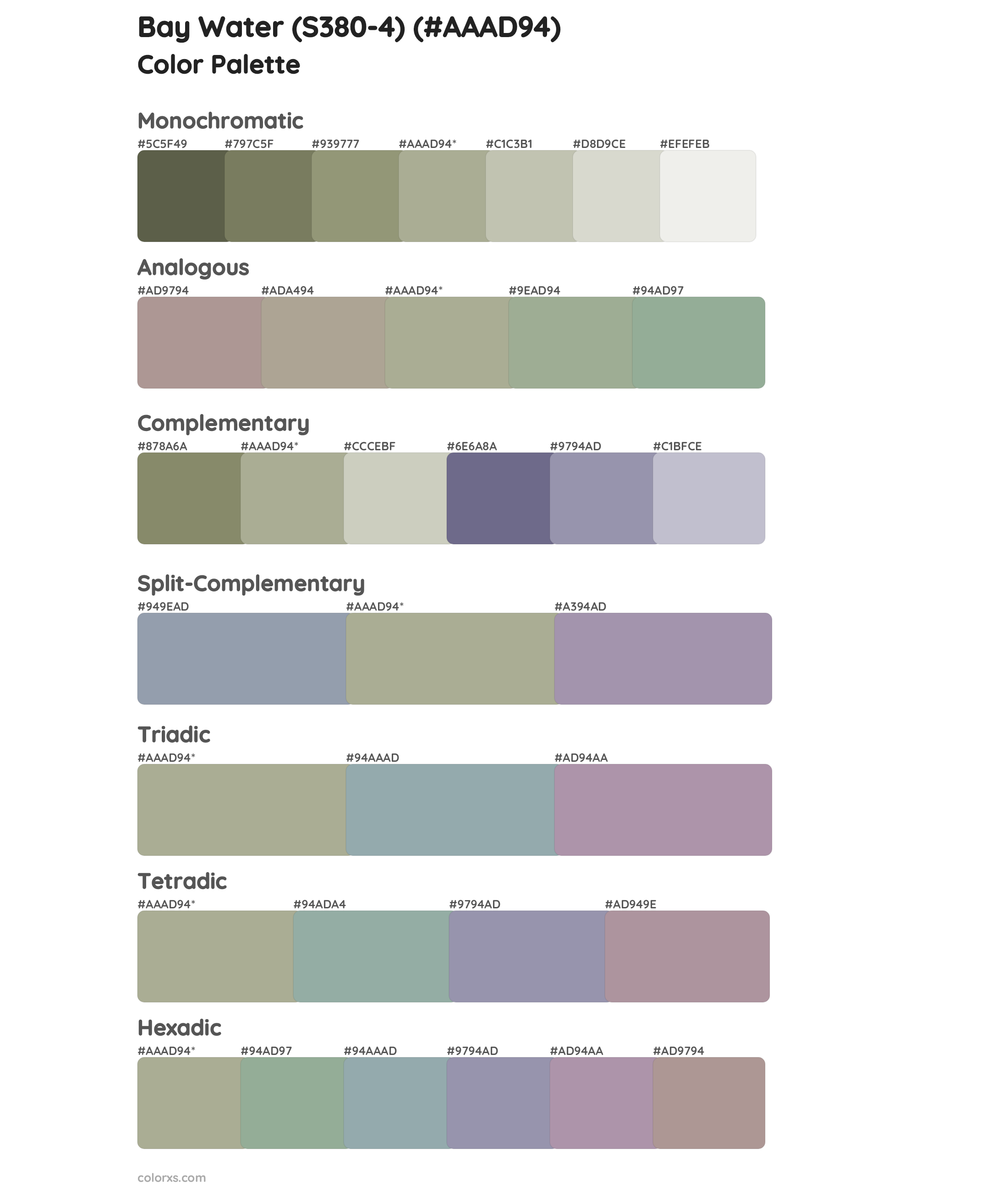 Bay Water (S380-4) Color Scheme Palettes