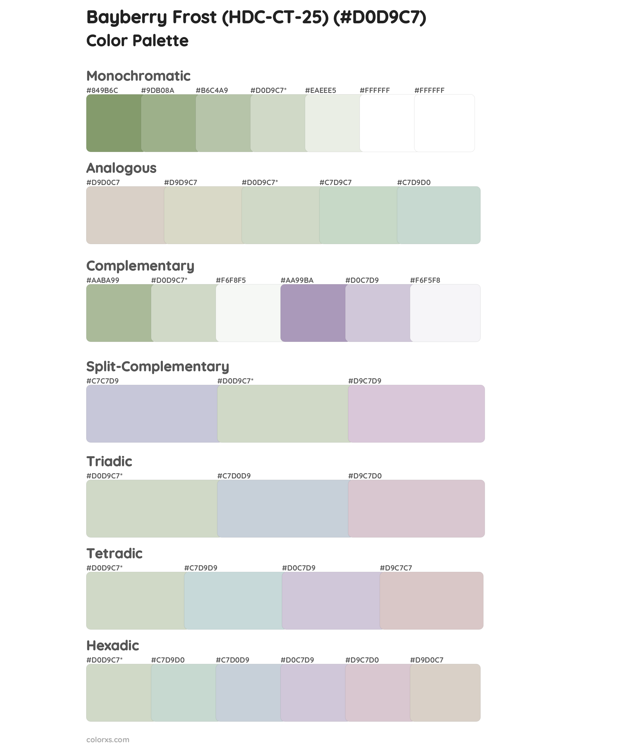 Bayberry Frost (HDC-CT-25) Color Scheme Palettes