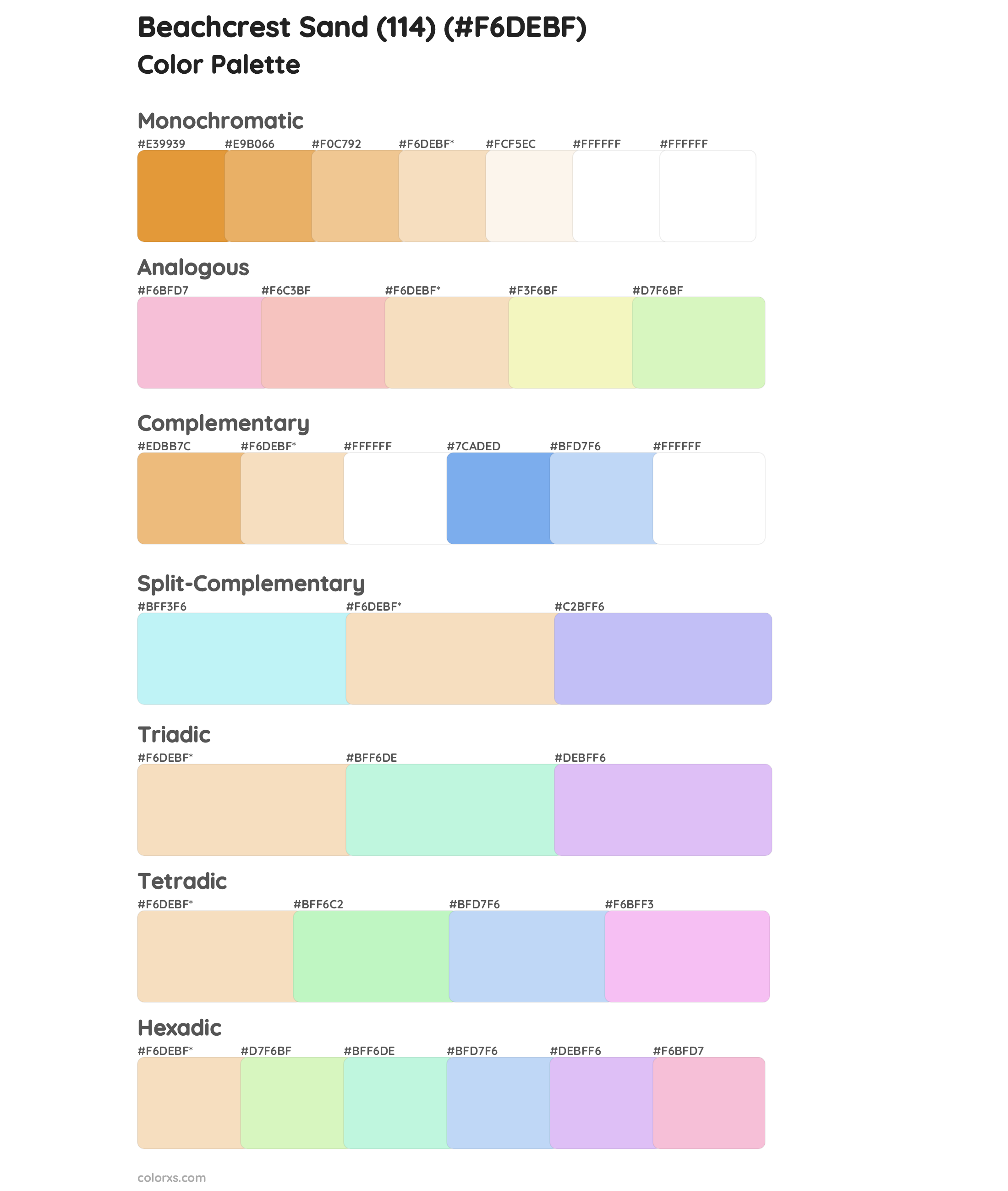 Beachcrest Sand (114) Color Scheme Palettes