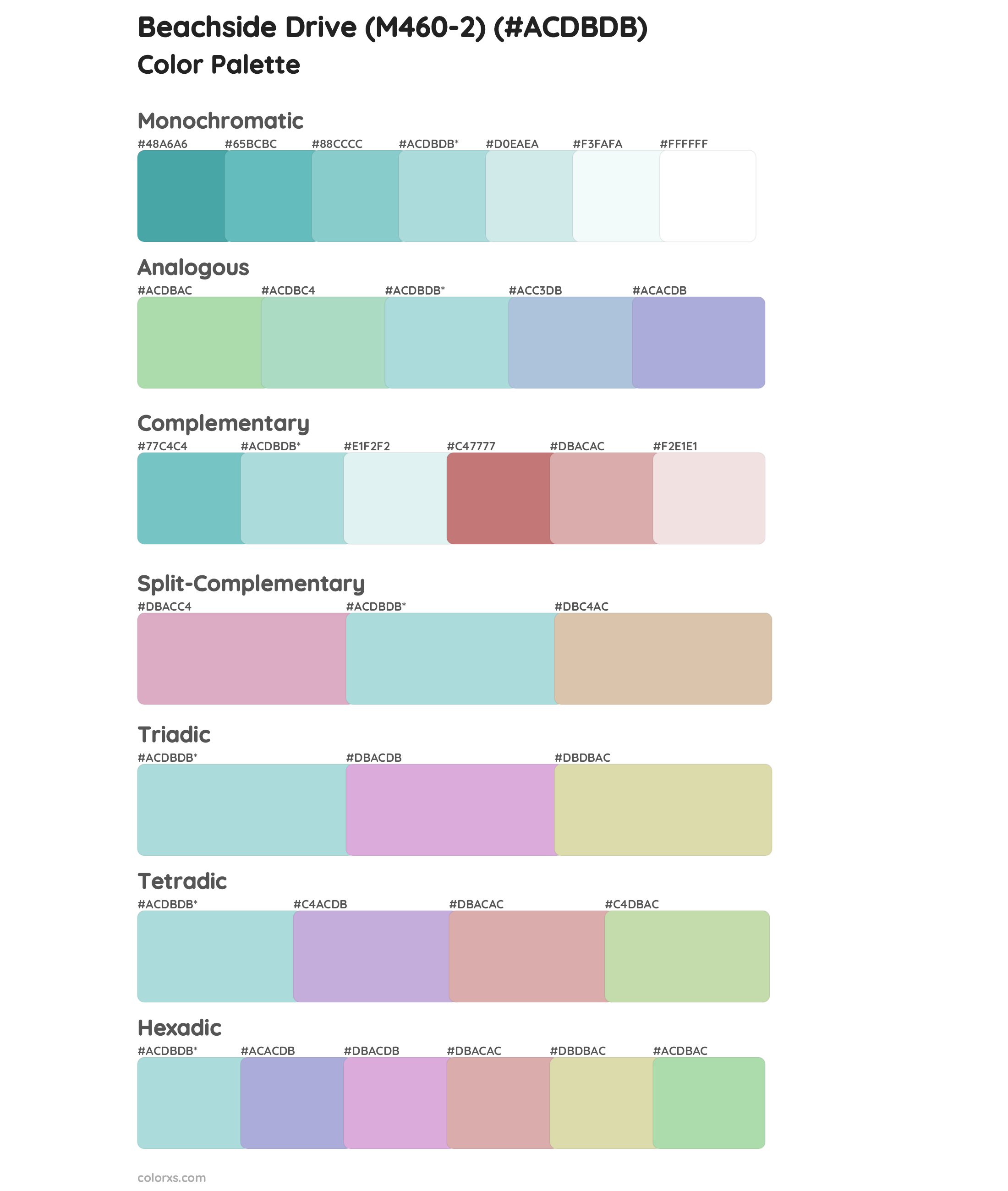 Beachside Drive (M460-2) Color Scheme Palettes