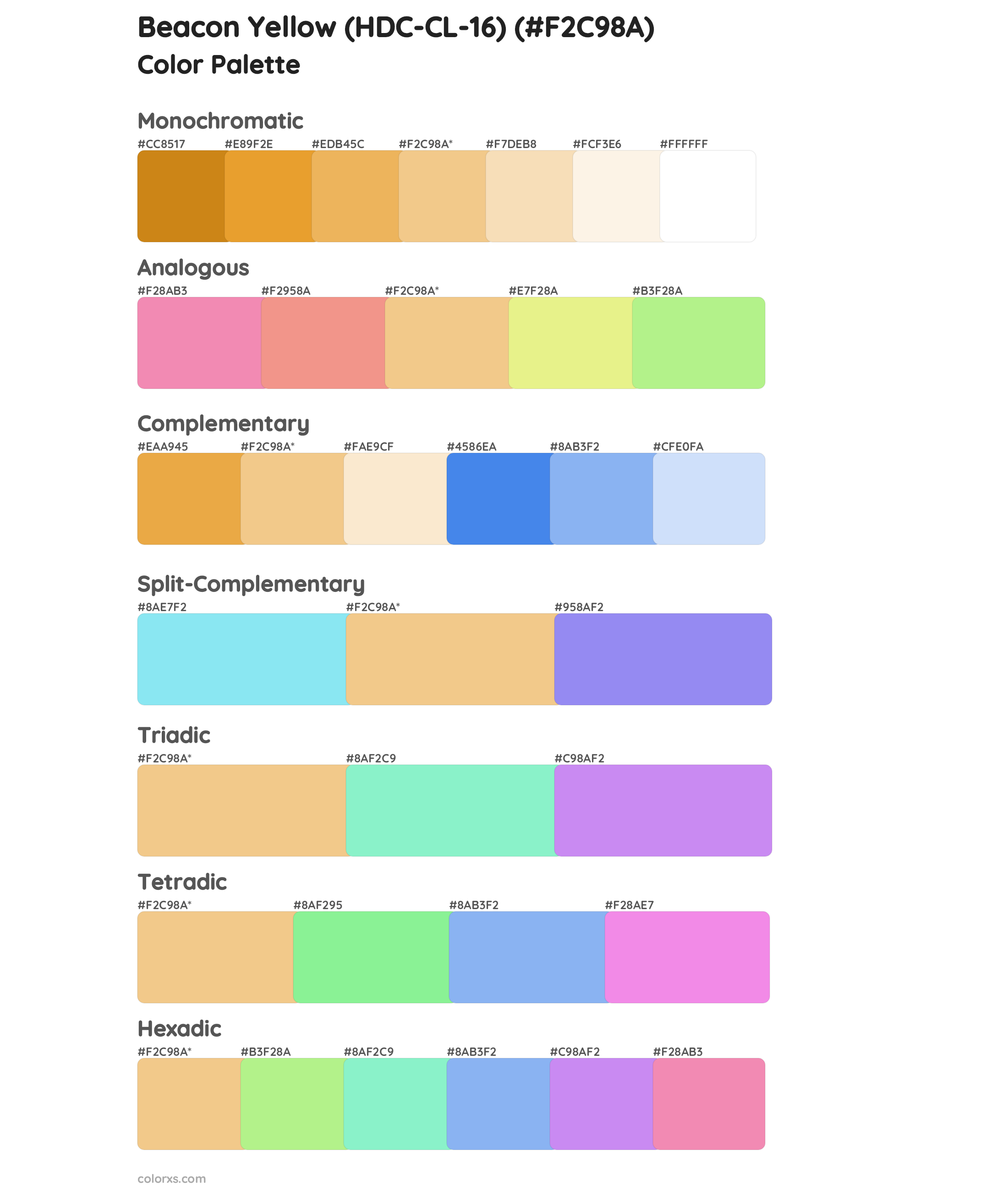 Beacon Yellow (HDC-CL-16) Color Scheme Palettes