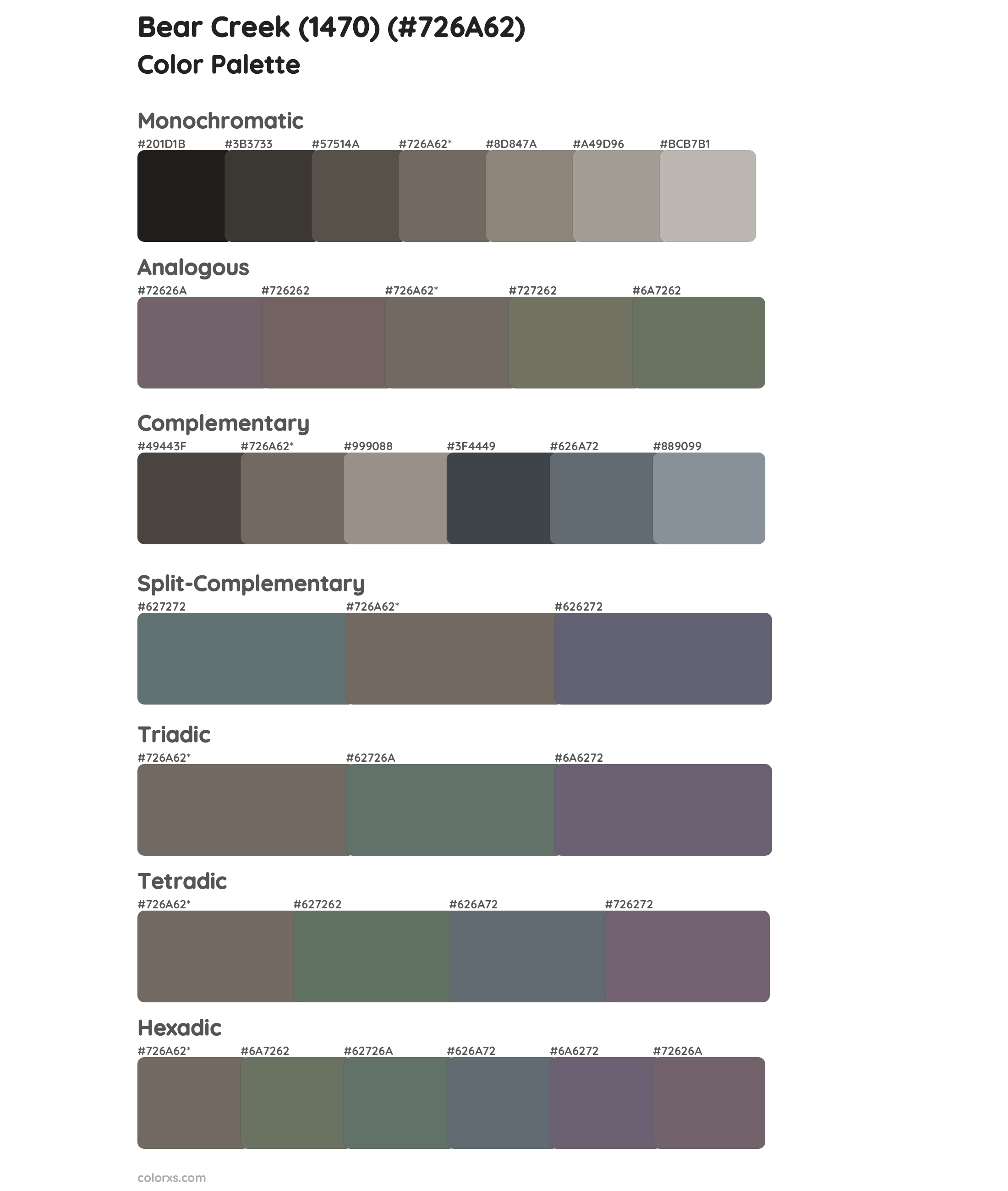 Bear Creek (1470) Color Scheme Palettes