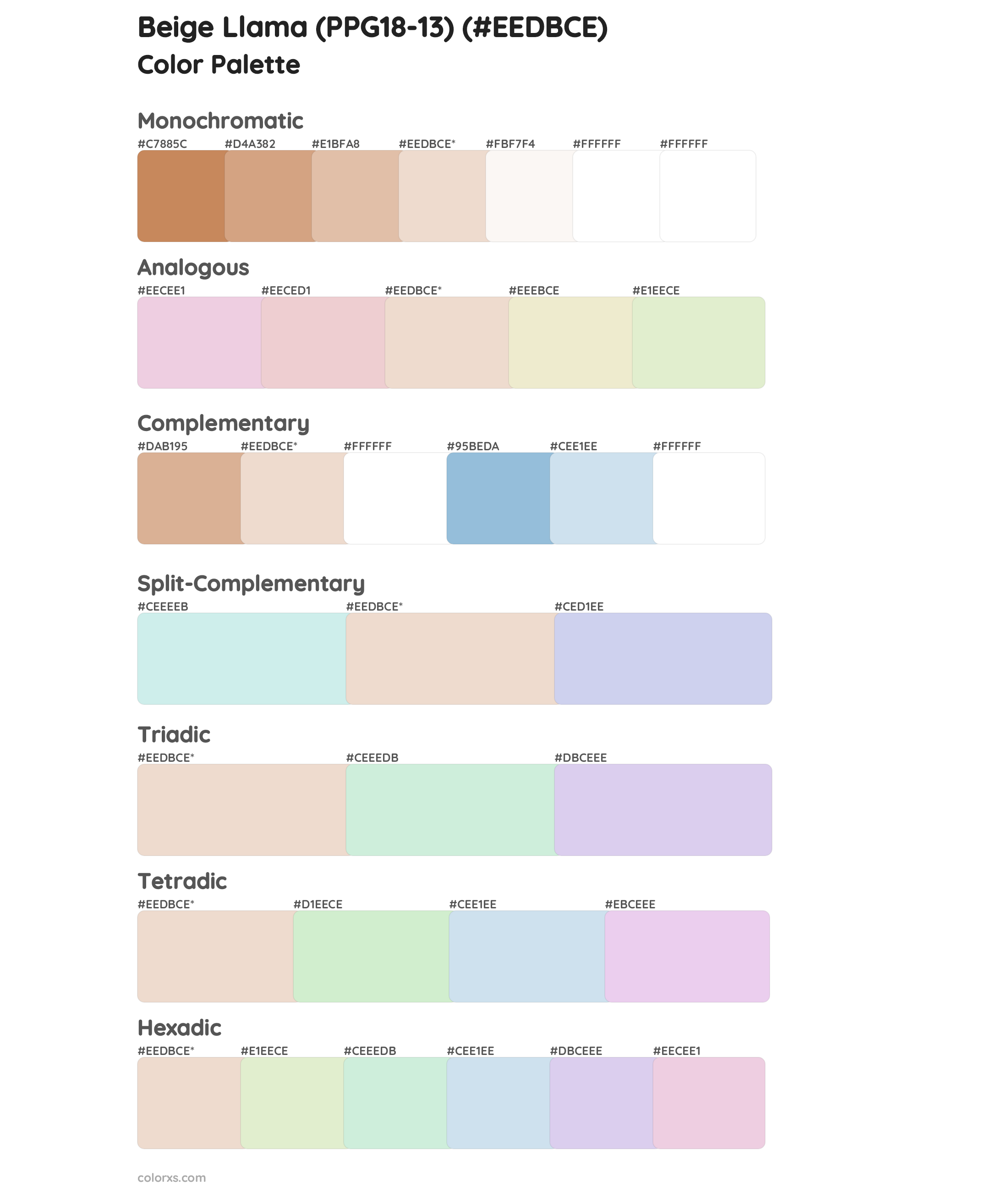 Beige Llama (PPG18-13) Color Scheme Palettes