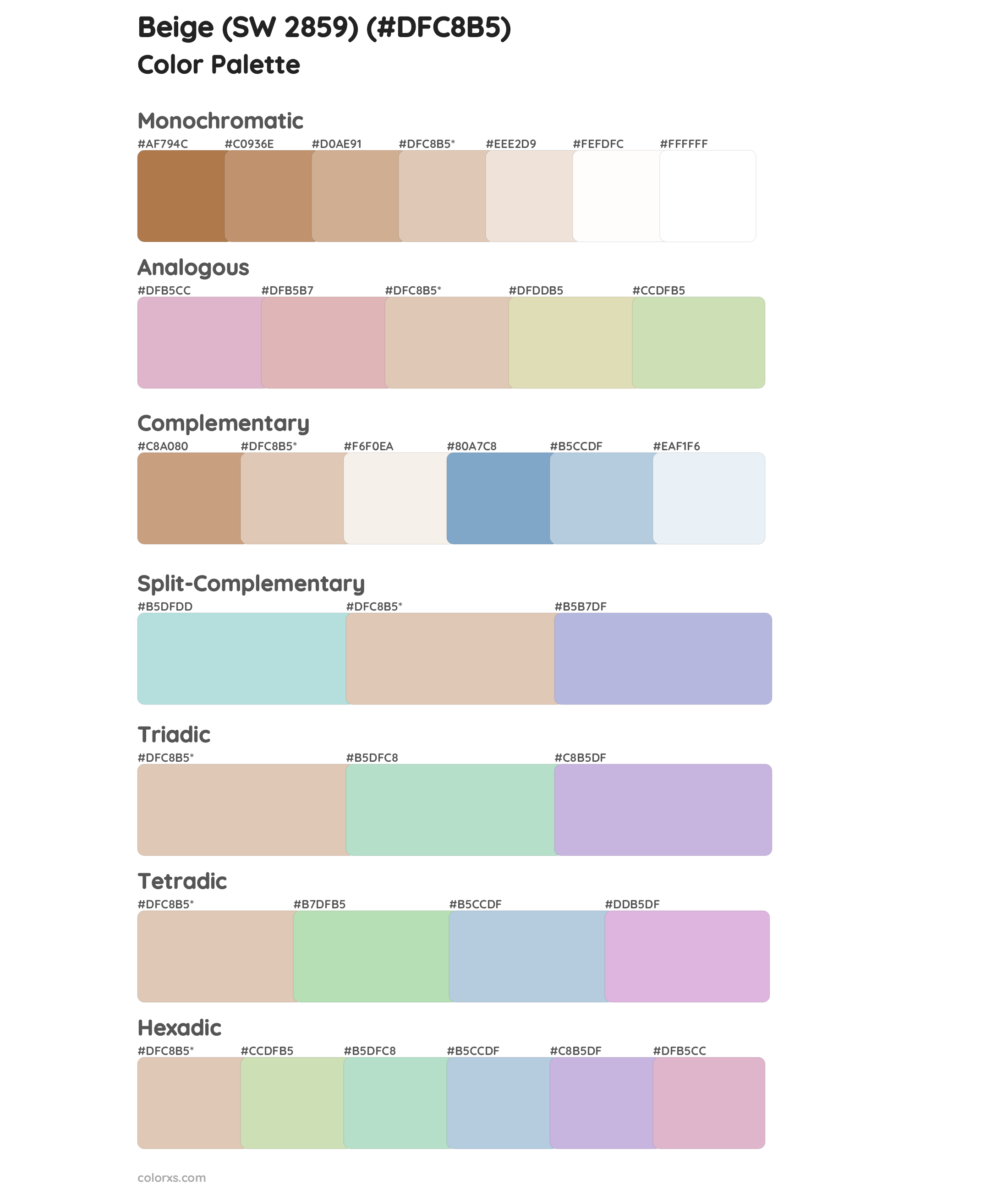 Beige (SW 2859) Color Scheme Palettes