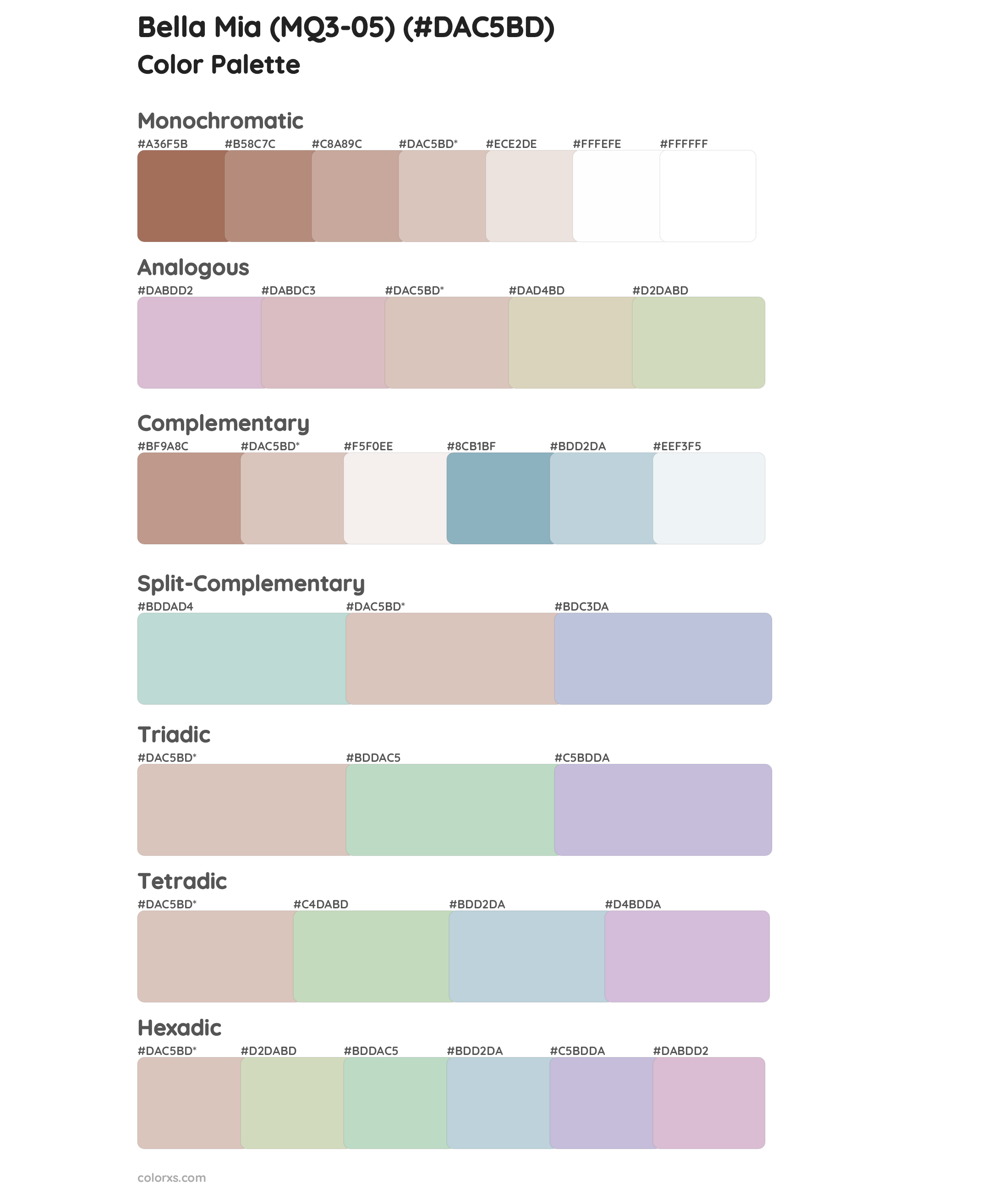 Bella Mia (MQ3-05) Color Scheme Palettes