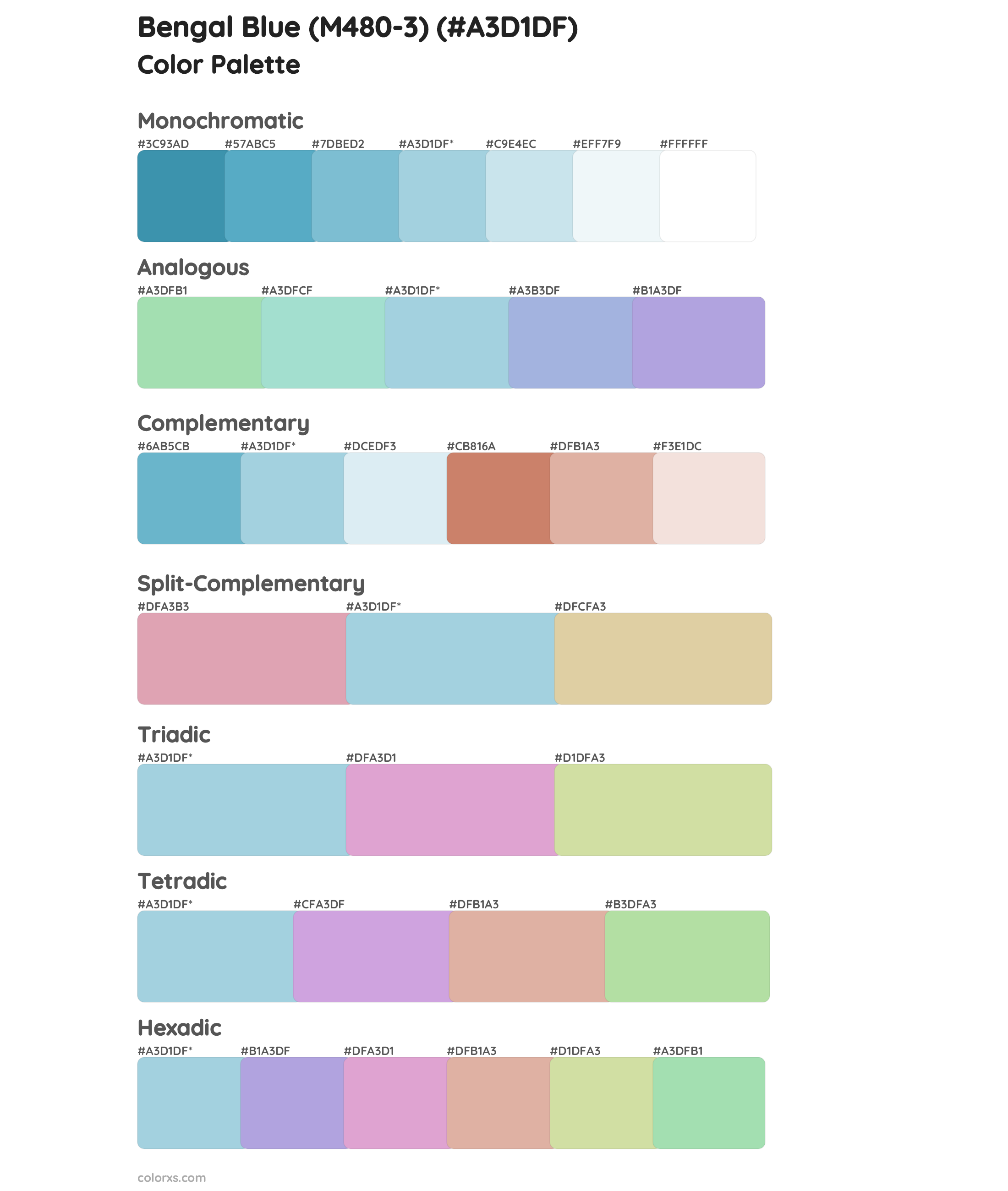 Bengal Blue (M480-3) Color Scheme Palettes