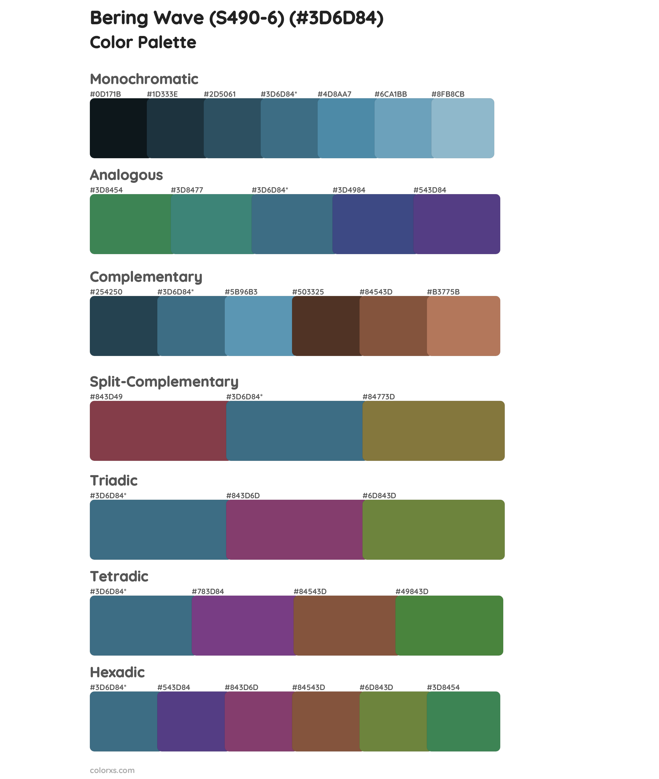 Bering Wave (S490-6) Color Scheme Palettes