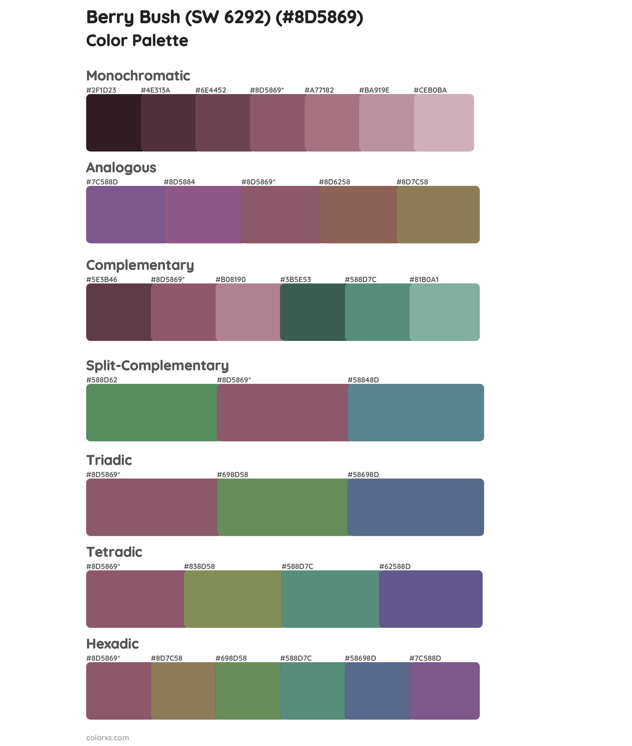 Berry Bush (SW 6292) Color Scheme Palettes