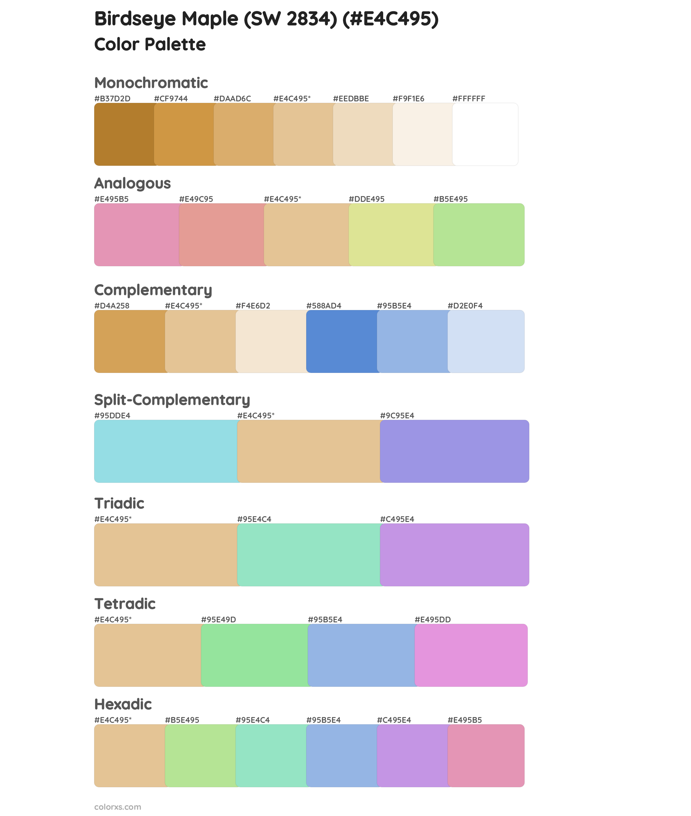 Birdseye Maple (SW 2834) Color Scheme Palettes