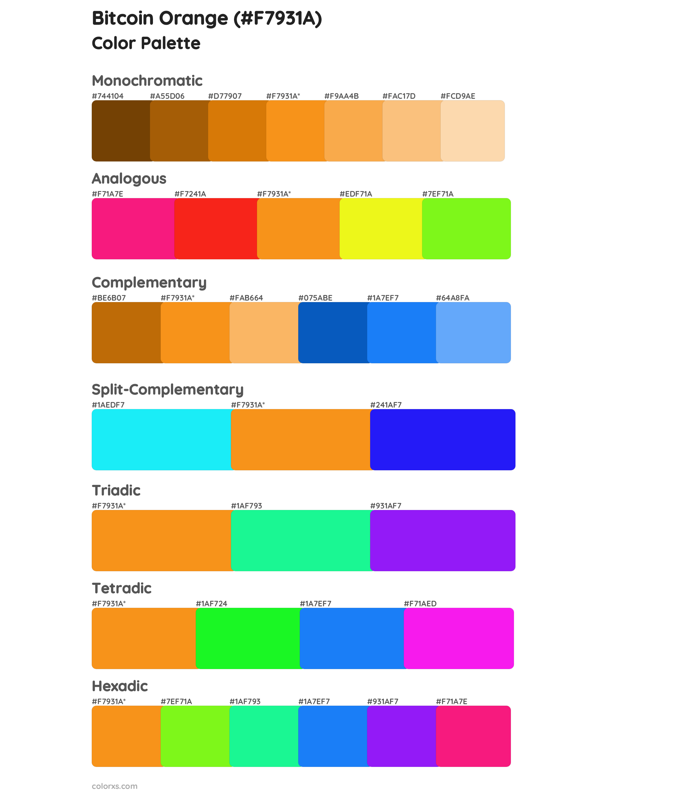 Bitcoin Orange Color Scheme Palettes