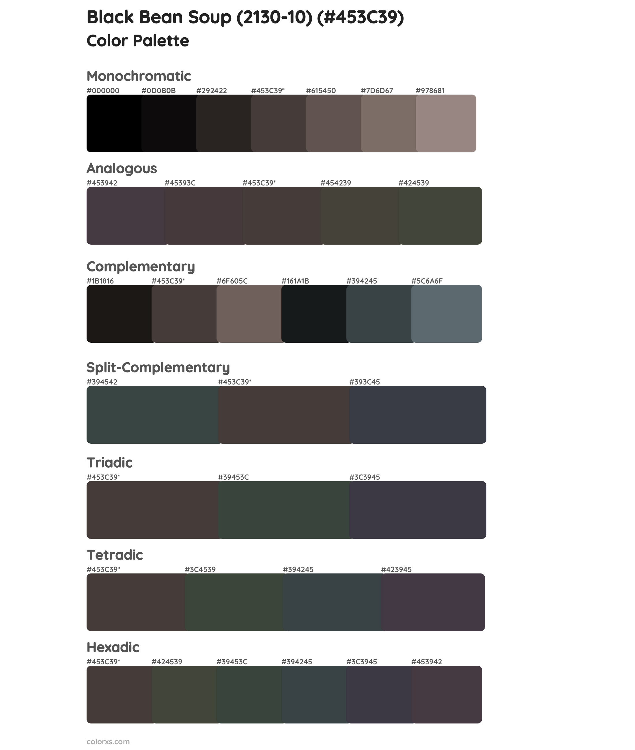 Black Bean Soup (2130-10) Color Scheme Palettes