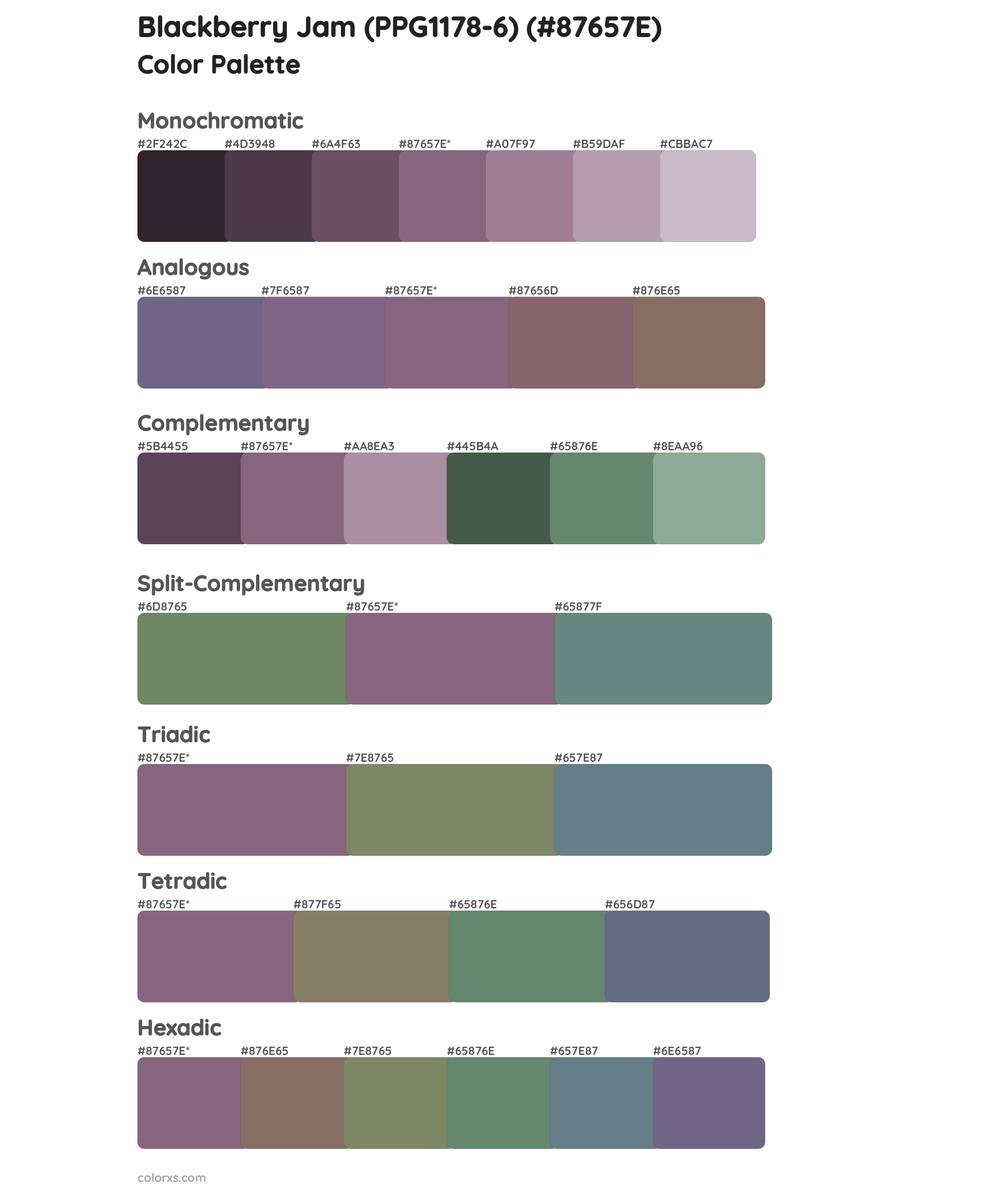 Blackberry Jam (PPG1178-6) Color Scheme Palettes