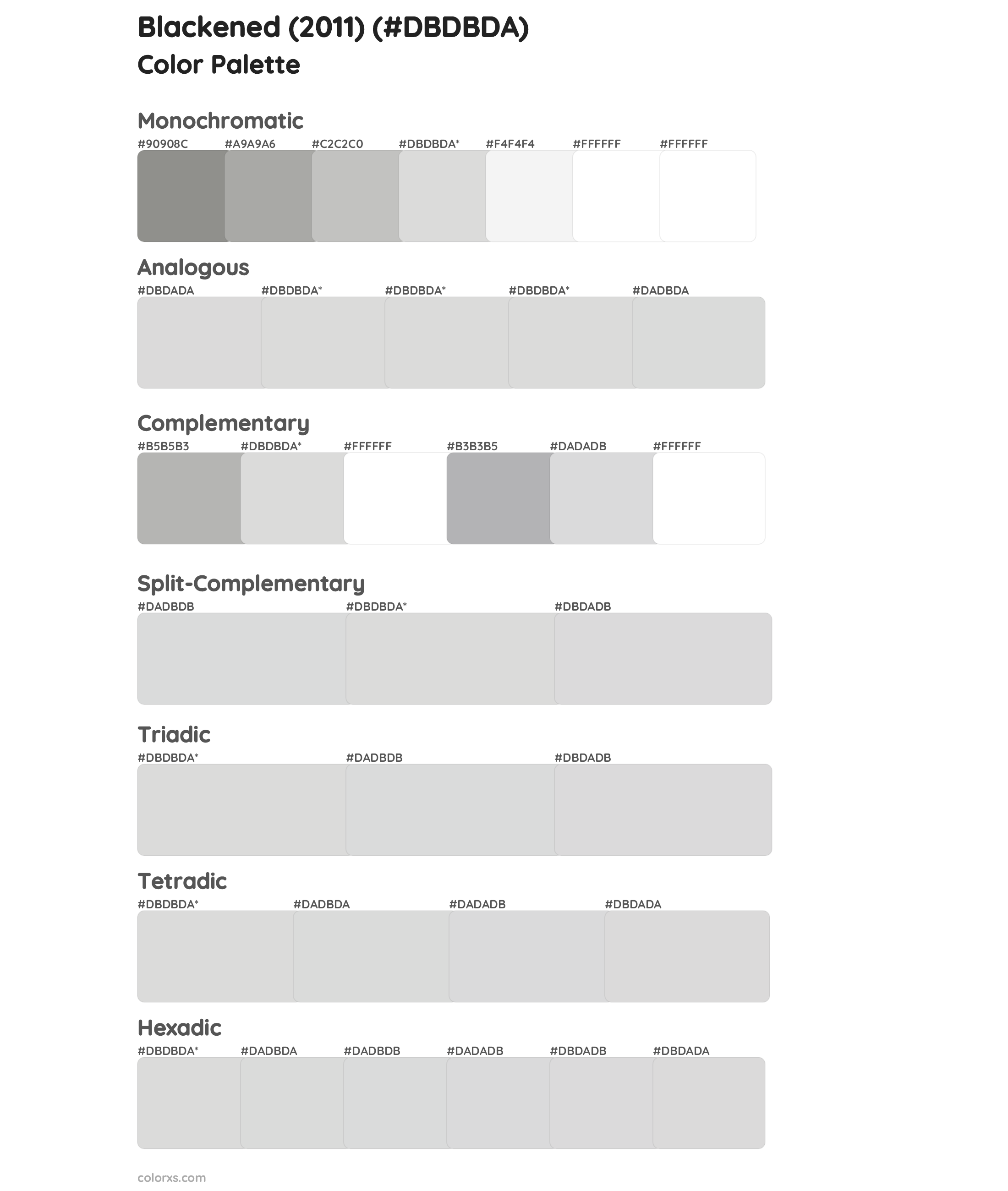 Blackened (2011) Color Scheme Palettes