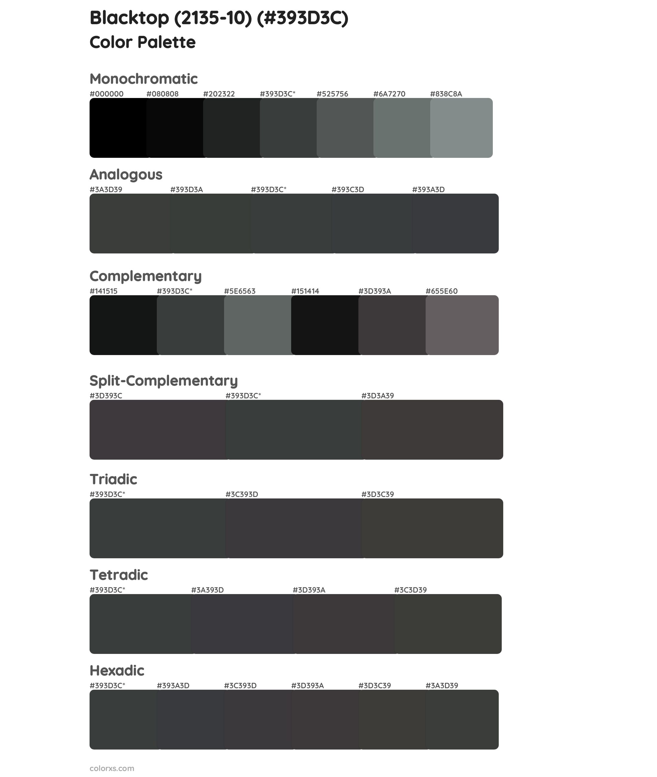 Blacktop (2135-10) Color Scheme Palettes