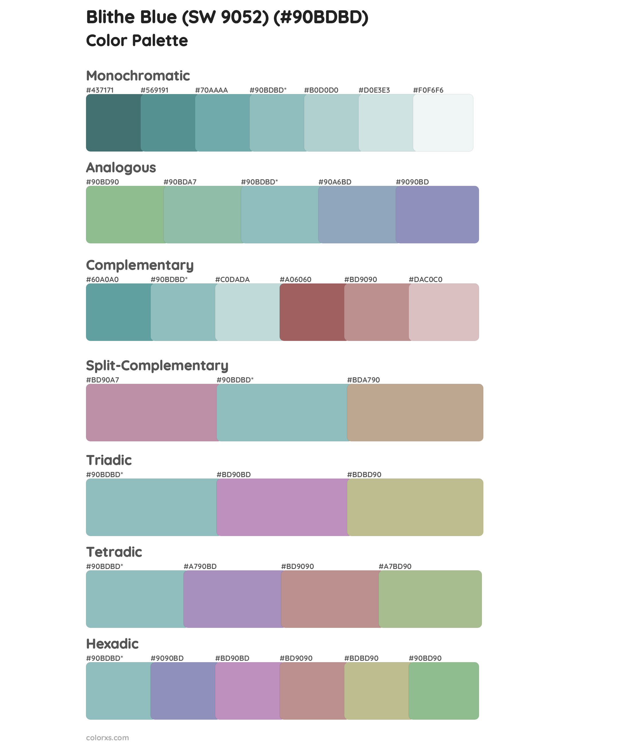 Blithe Blue (SW 9052) Color Scheme Palettes