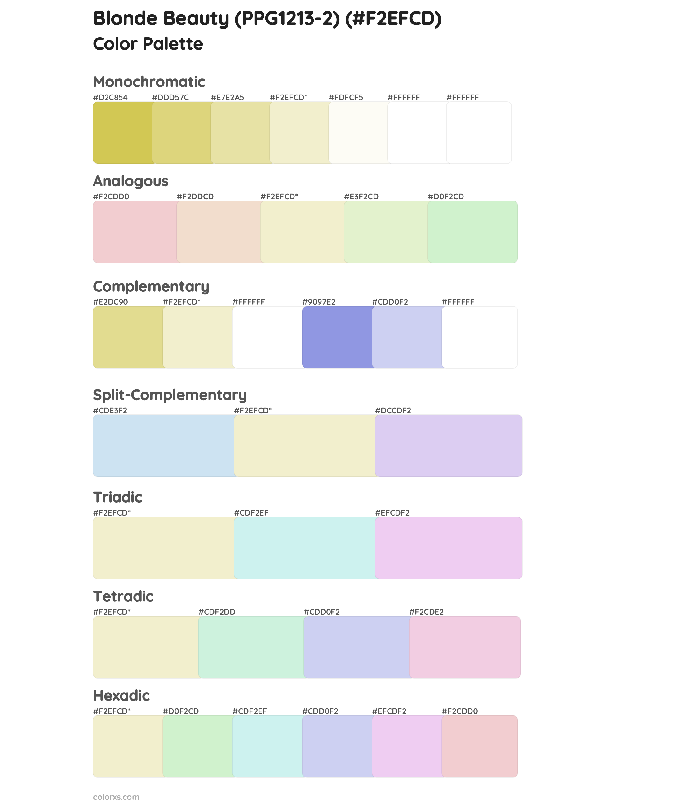 Blonde Beauty (PPG1213-2) Color Scheme Palettes