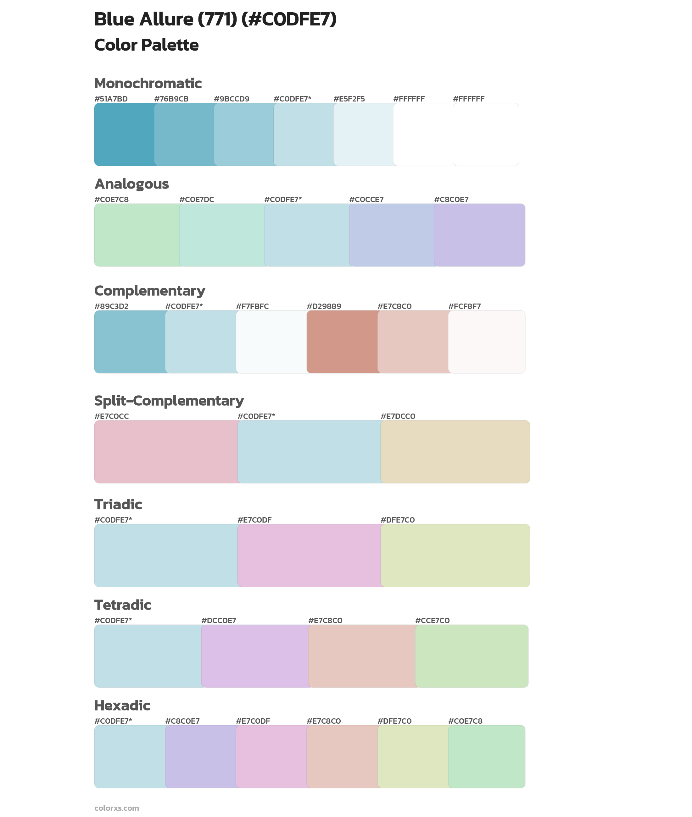 Blue Allure (771) Color Scheme Palettes