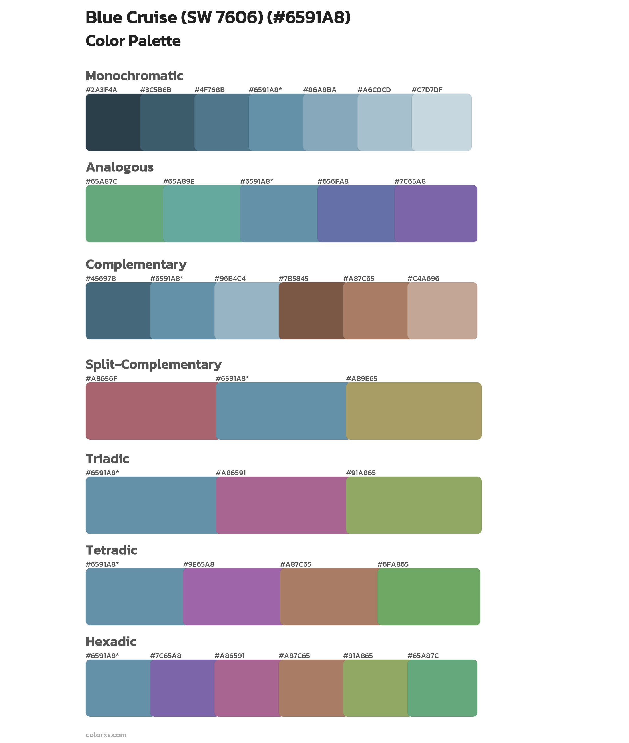 Blue Cruise (SW 7606) Color Scheme Palettes