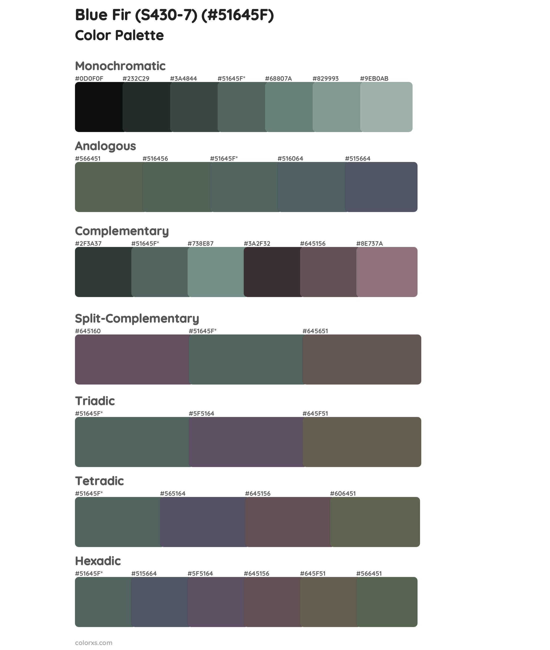 Blue Fir (S430-7) Color Scheme Palettes