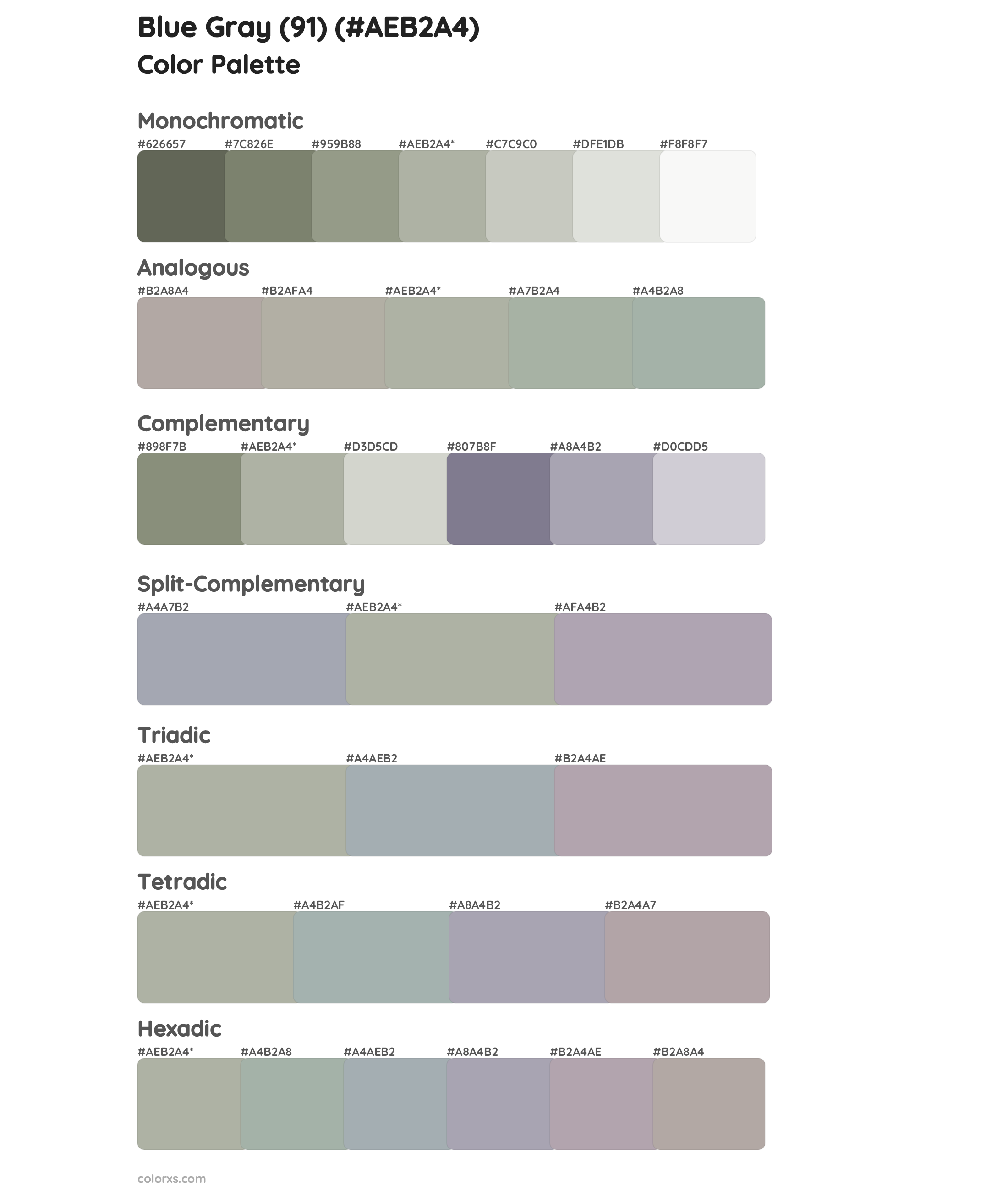 Blue Gray (91) Color Scheme Palettes