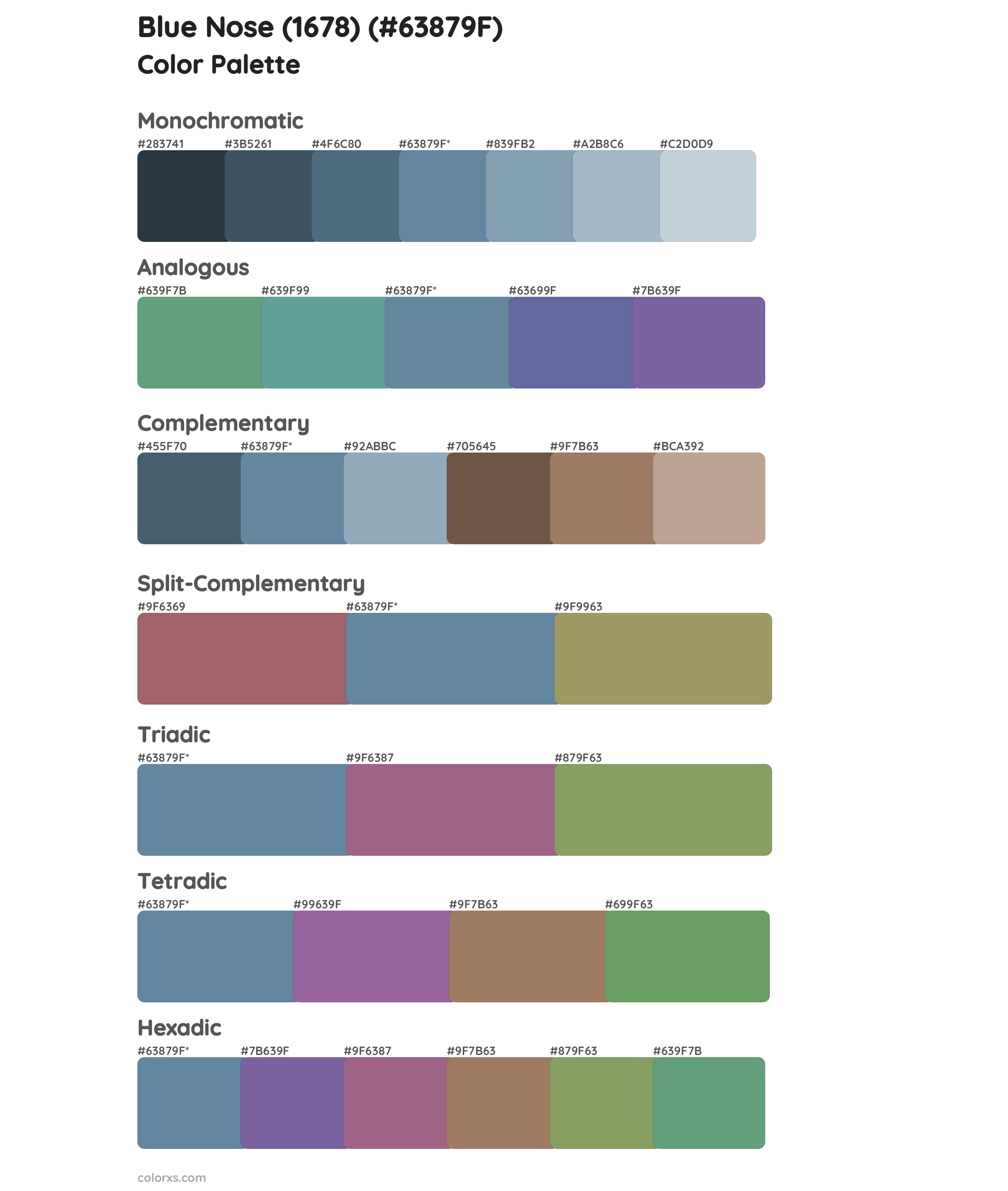 Blue Nose (1678) Color Scheme Palettes