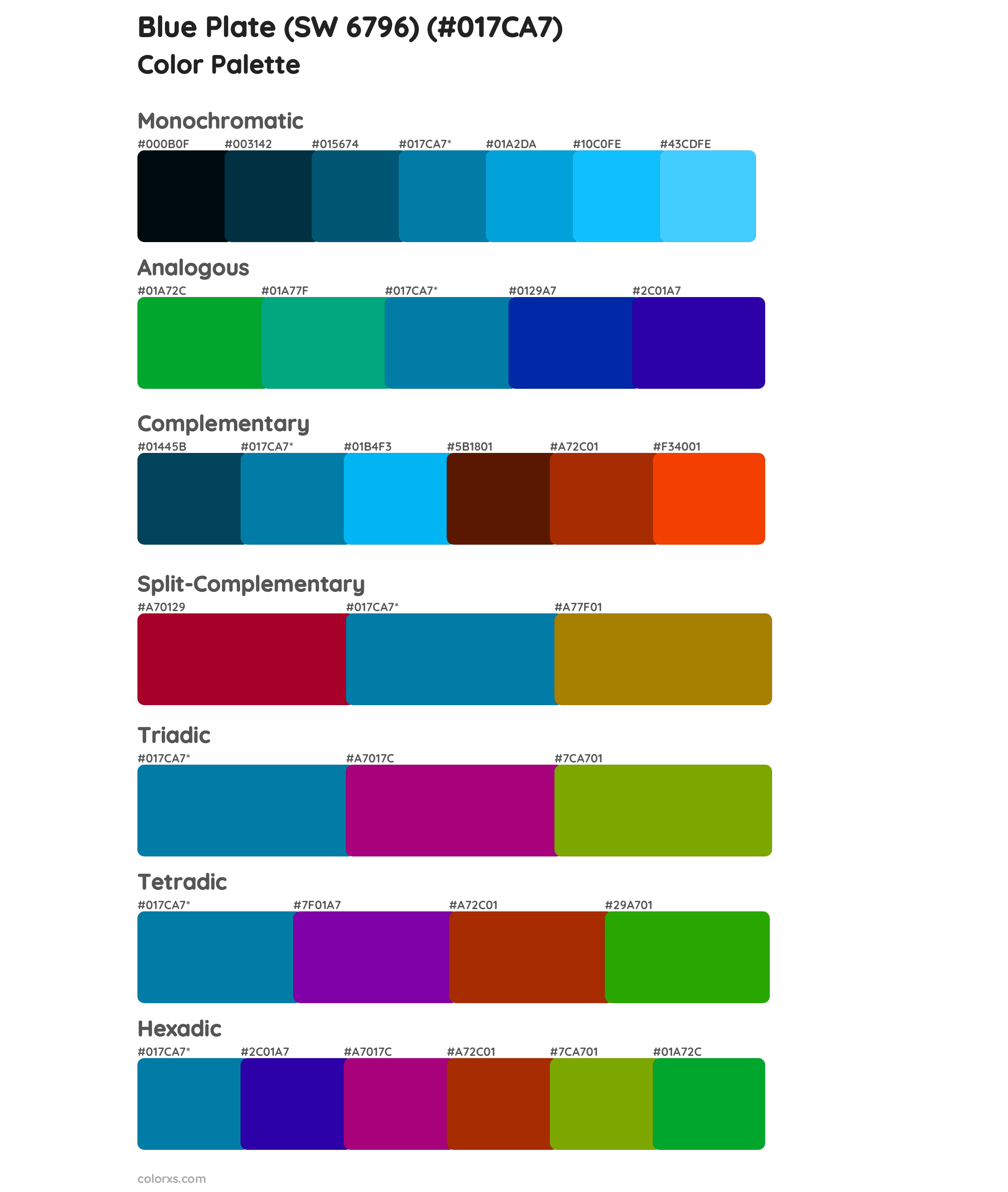 Blue Plate (SW 6796) Color Scheme Palettes