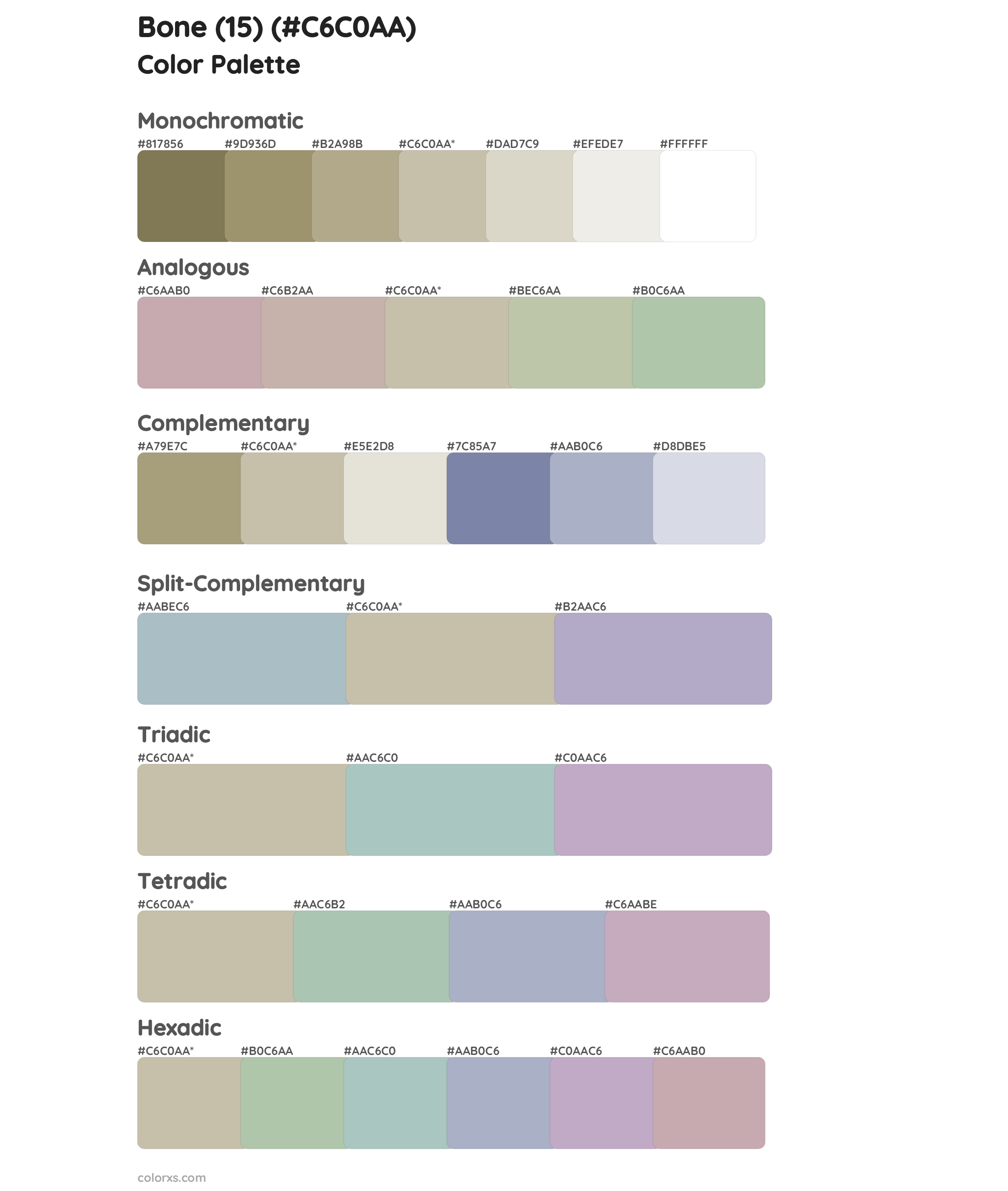 Bone (15) Color Scheme Palettes