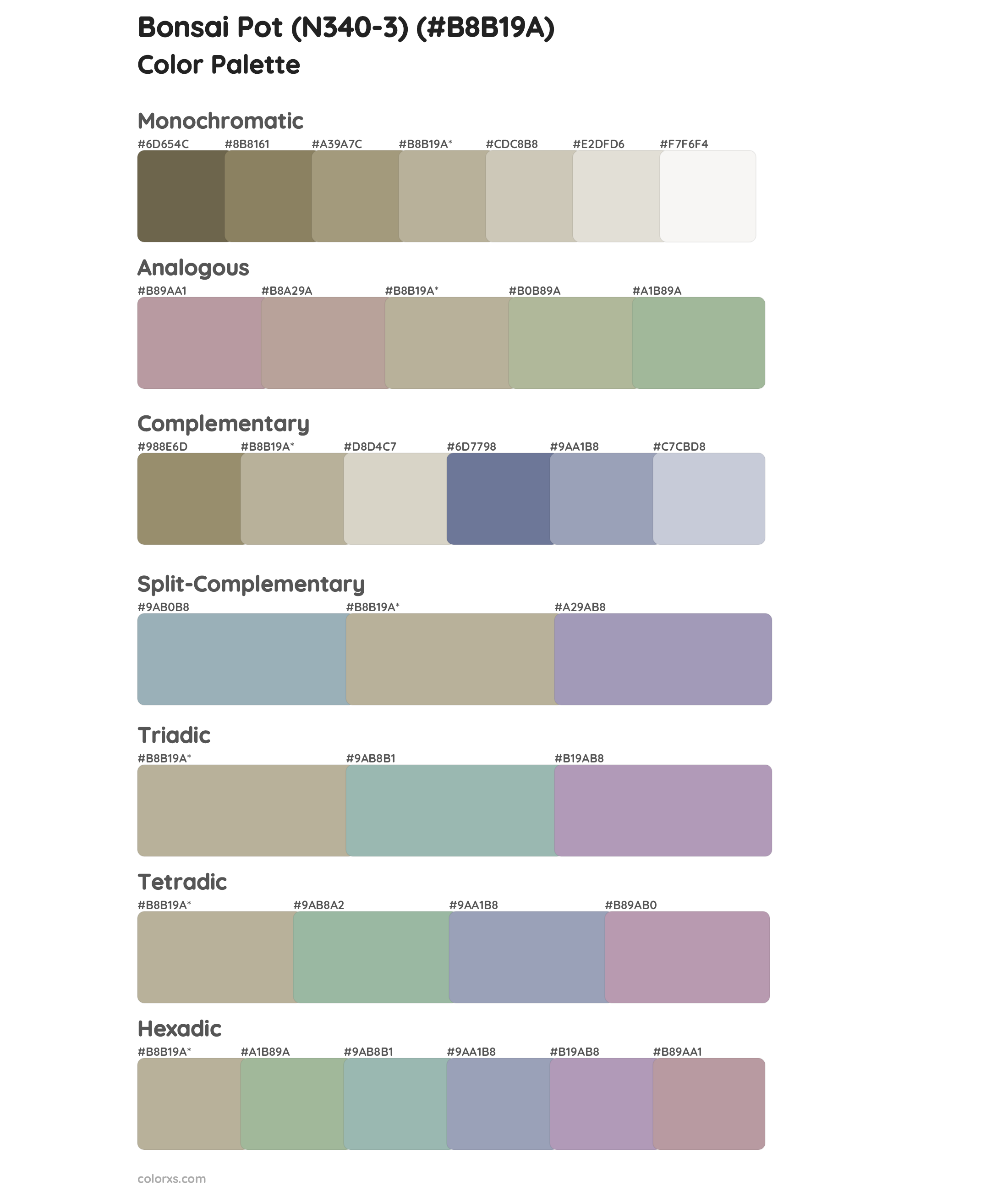 Bonsai Pot (N340-3) Color Scheme Palettes