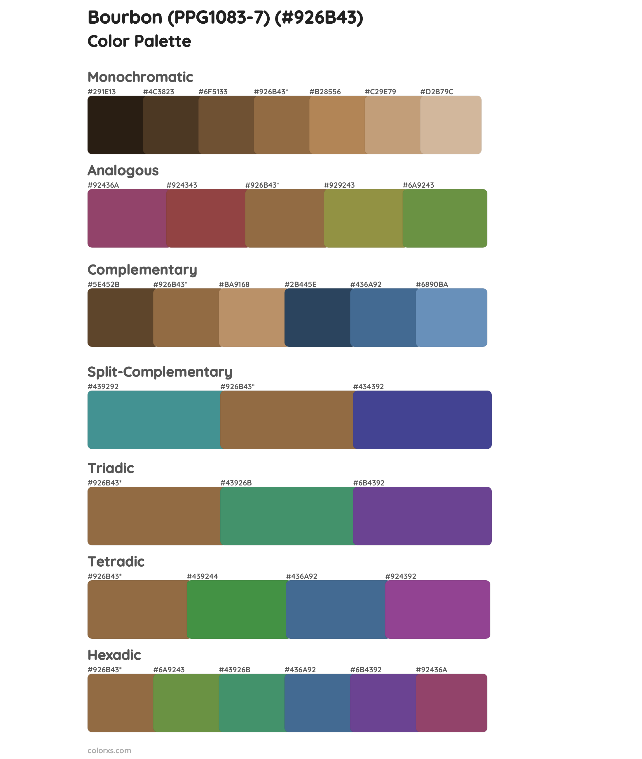 Bourbon (PPG1083-7) Color Scheme Palettes