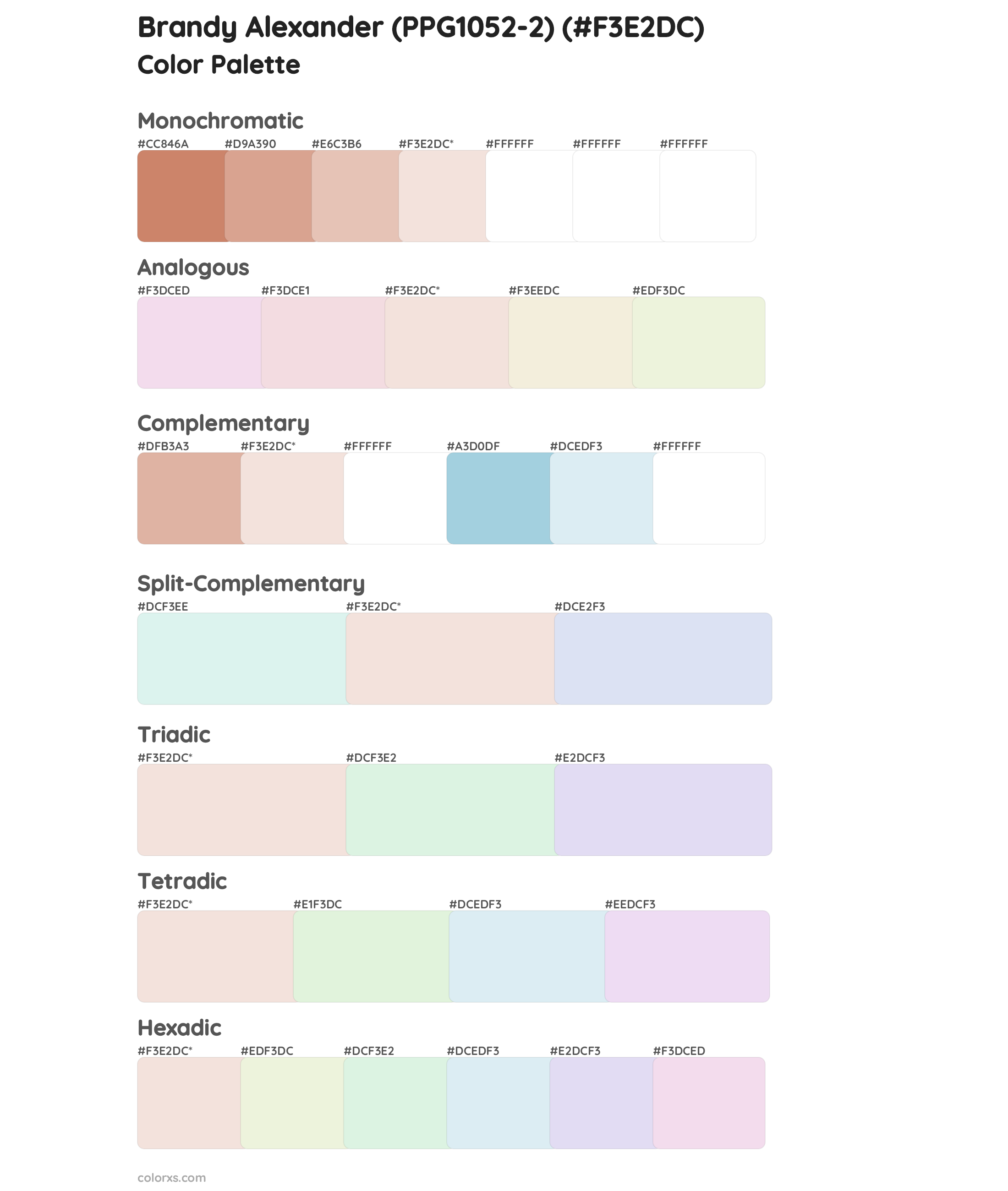 Brandy Alexander (PPG1052-2) Color Scheme Palettes