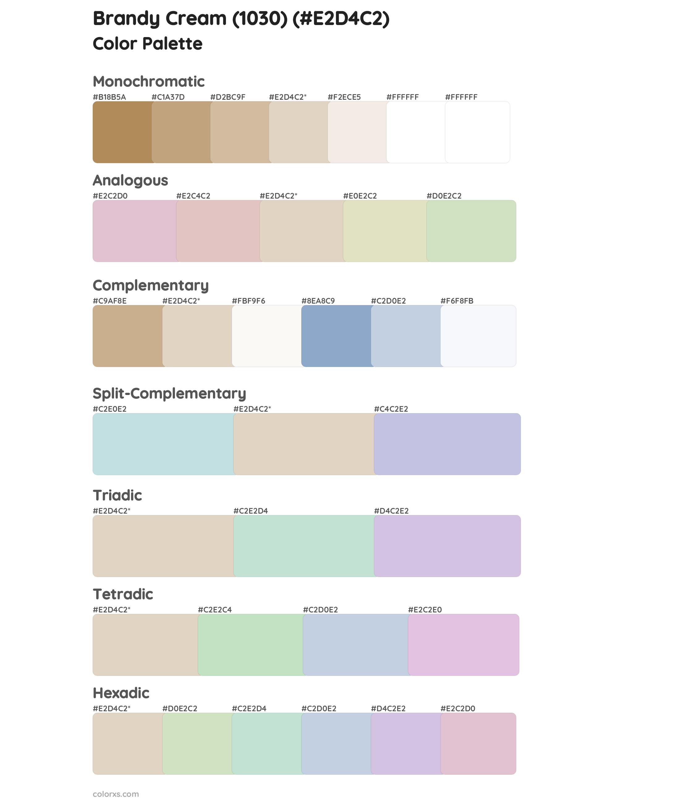 Brandy Cream (1030) Color Scheme Palettes