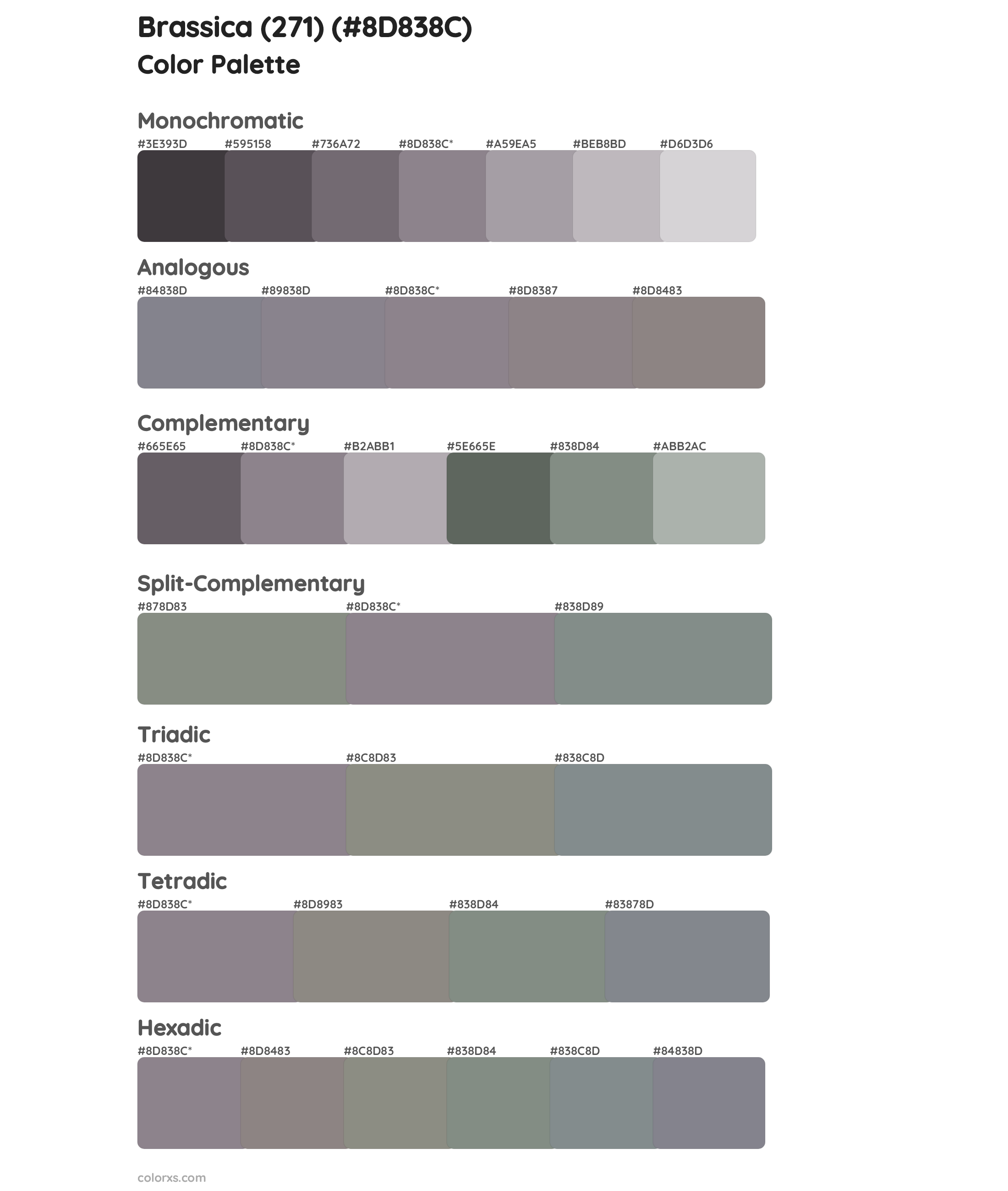 Brassica (271) Color Scheme Palettes