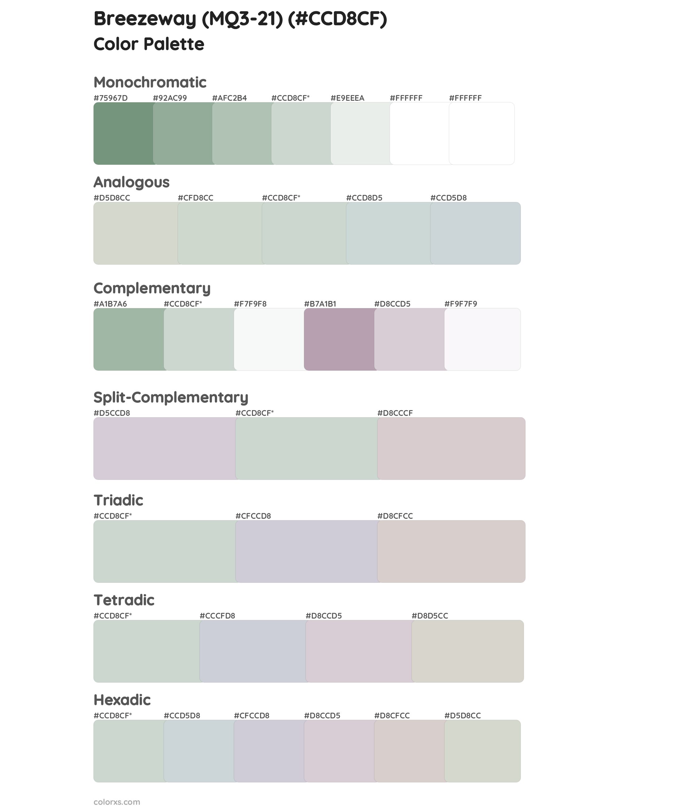 Breezeway (MQ3-21) Color Scheme Palettes