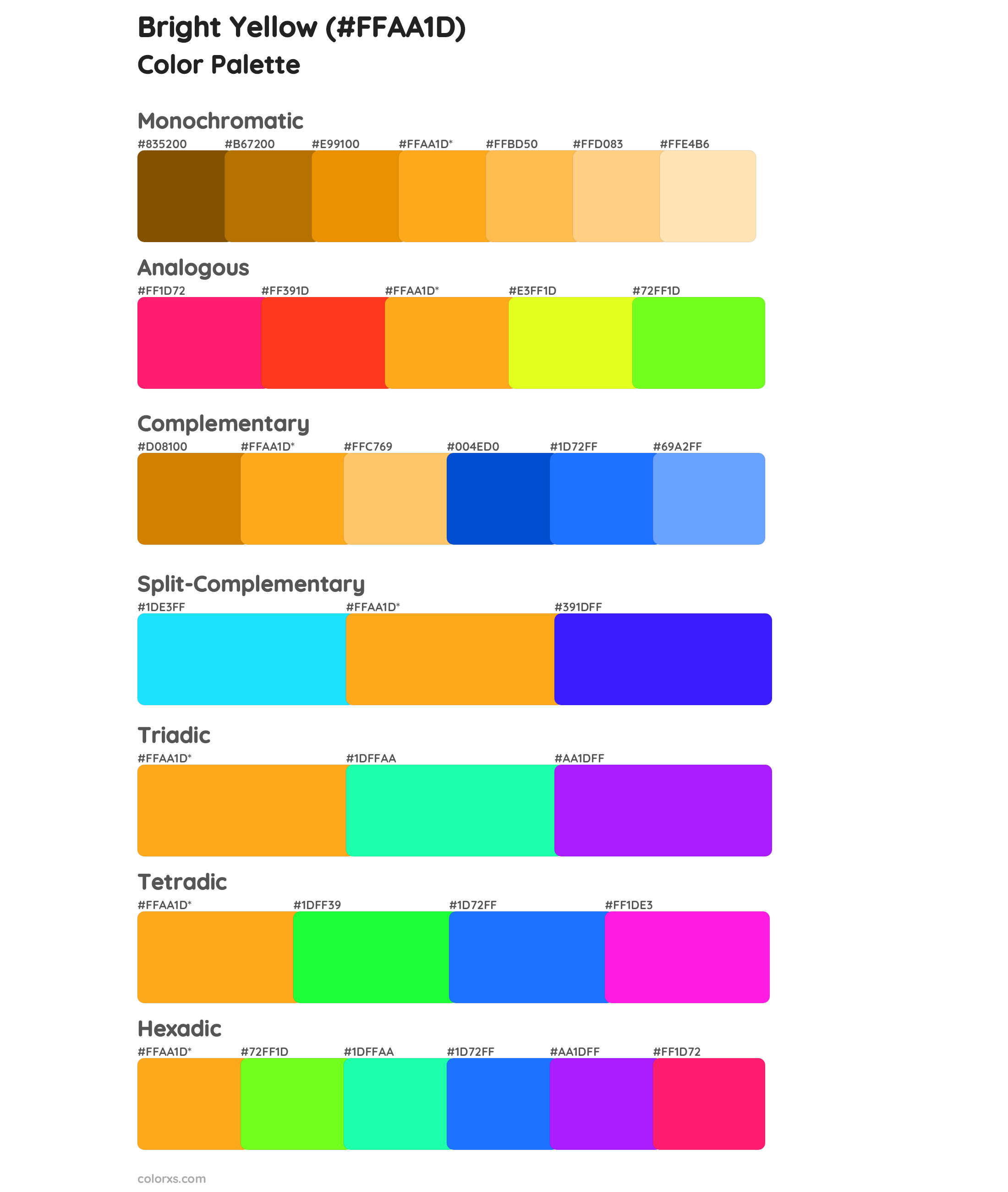 Bright Yellow Color Scheme Palettes