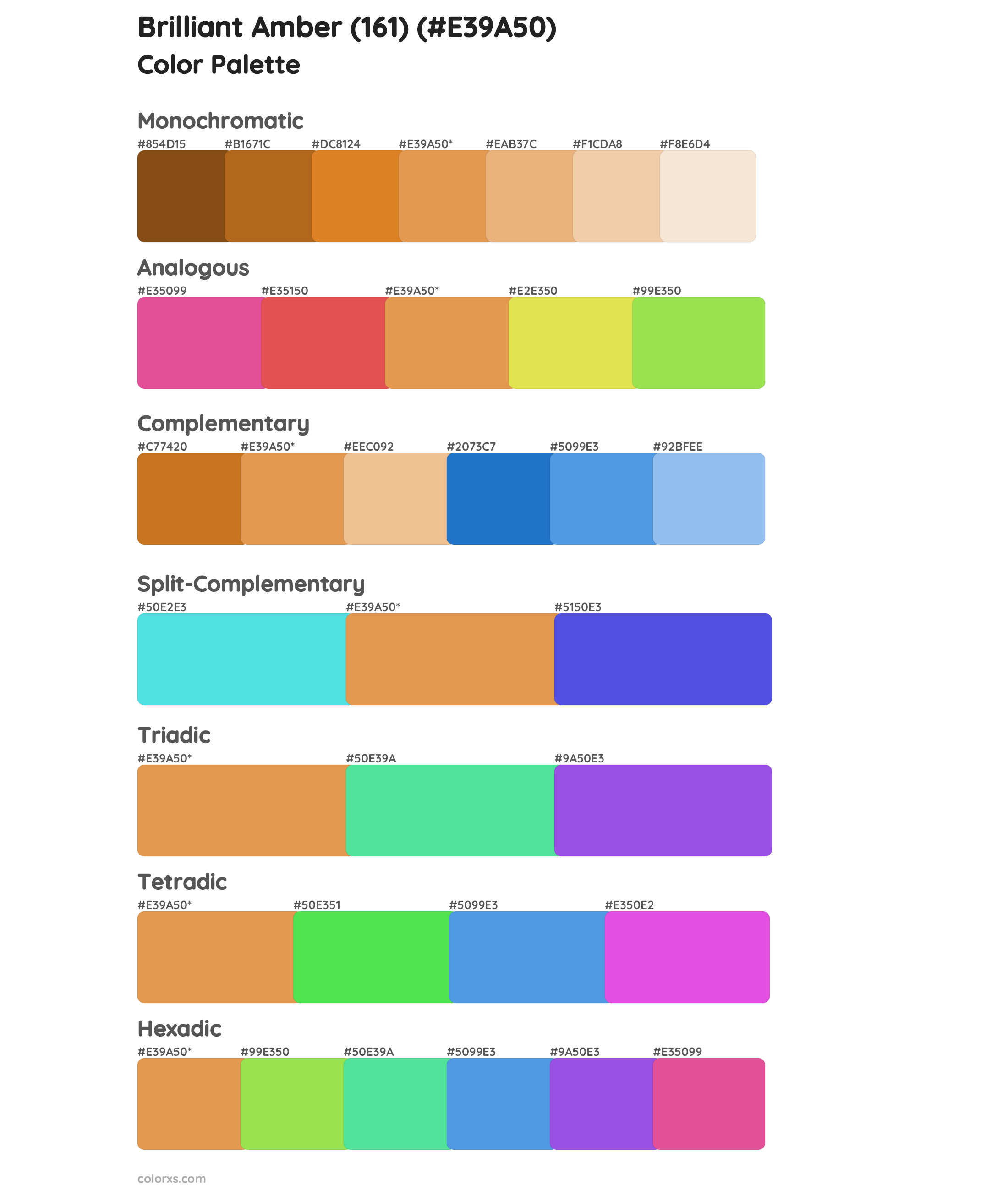 Brilliant Amber (161) Color Scheme Palettes