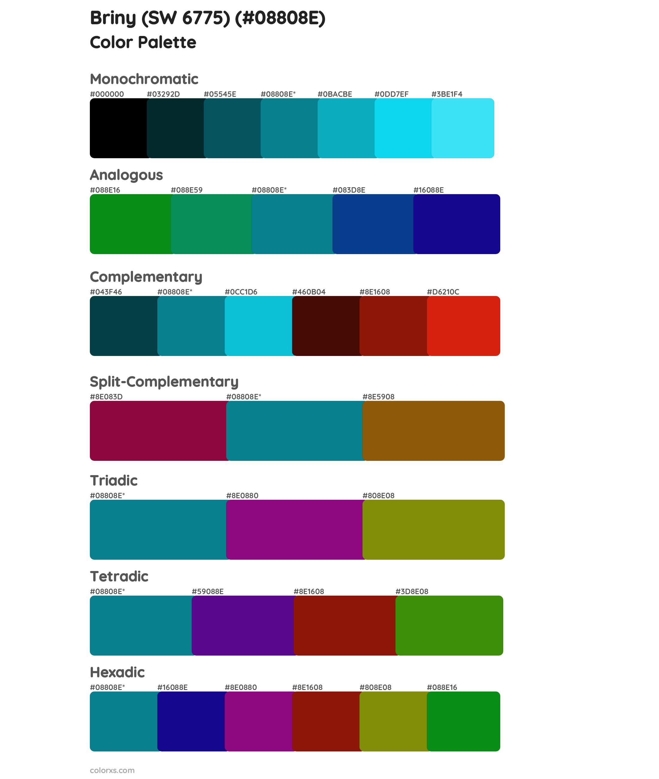 Briny (SW 6775) Color Scheme Palettes