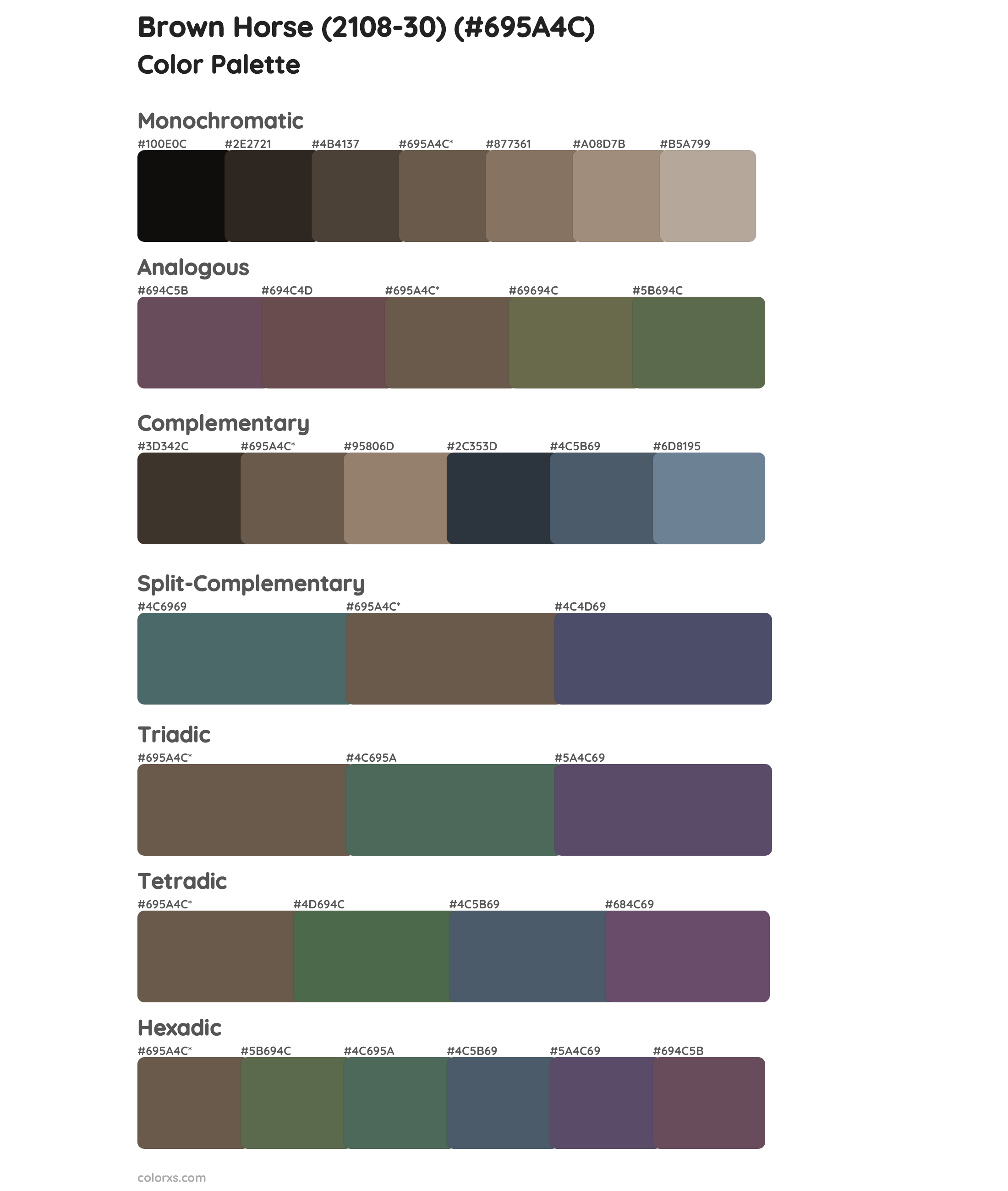 Brown Horse (2108-30) Color Scheme Palettes