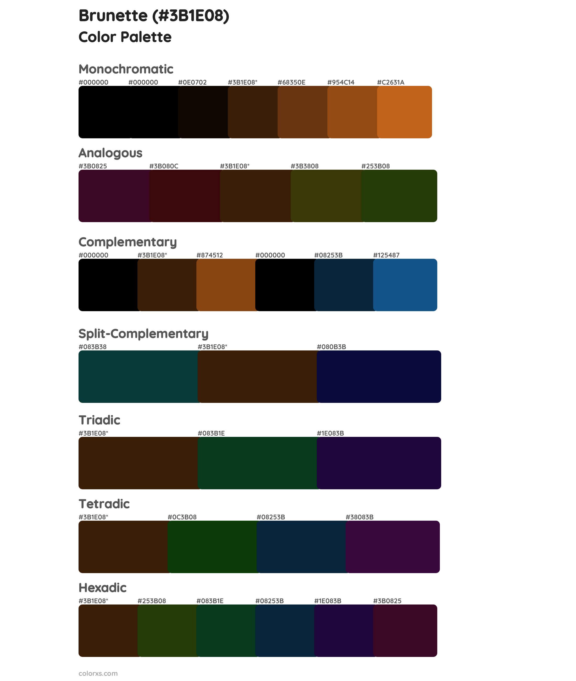 Brunette Color Scheme Palettes