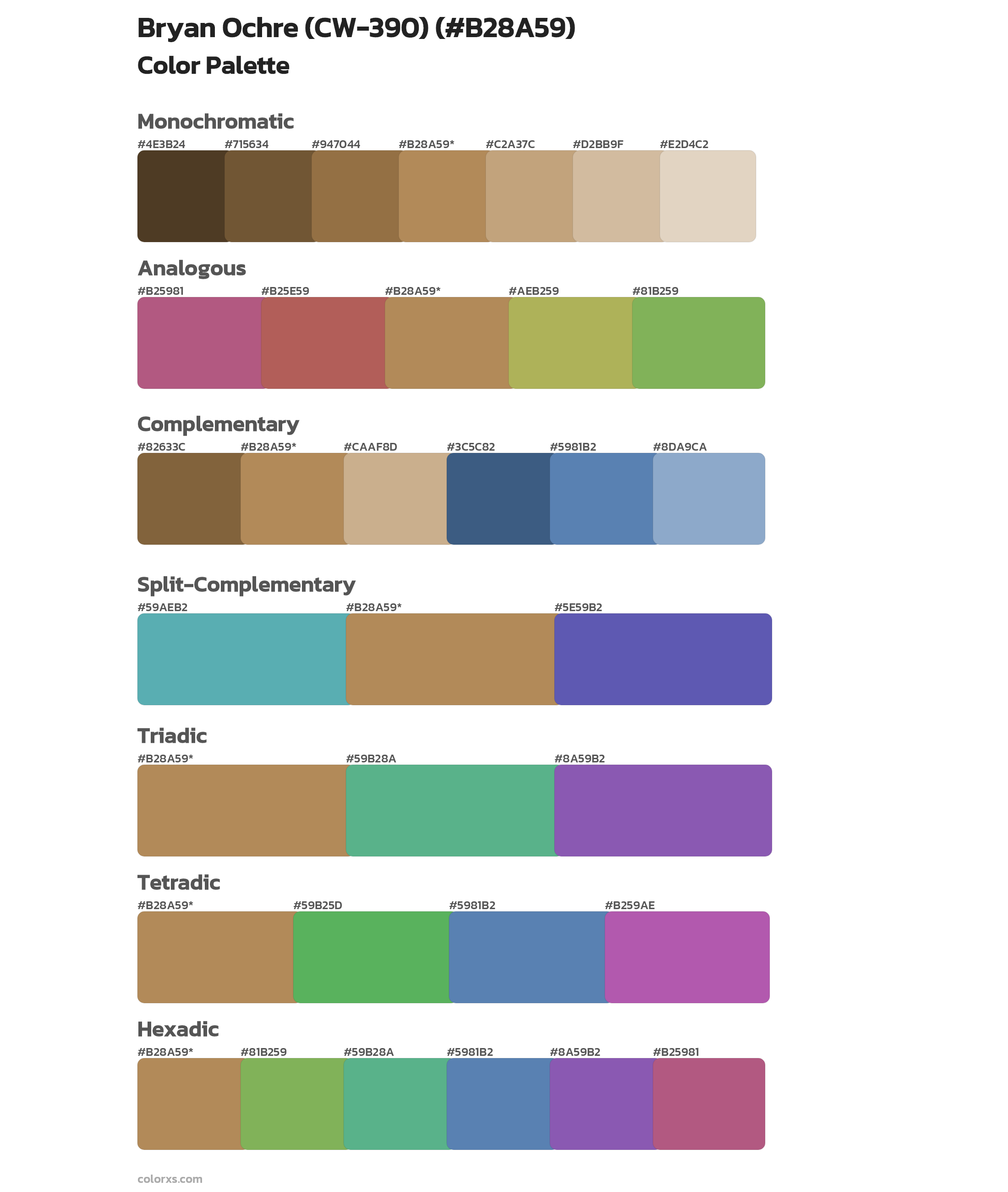 Bryan Ochre (CW-390) Color Scheme Palettes